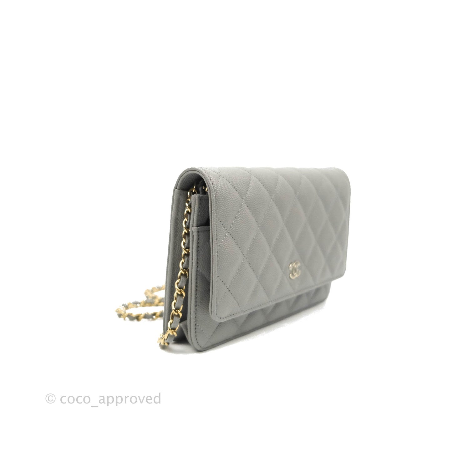 Chanel Wallet On Chain WOC Caviar Grey Gold Hardware
