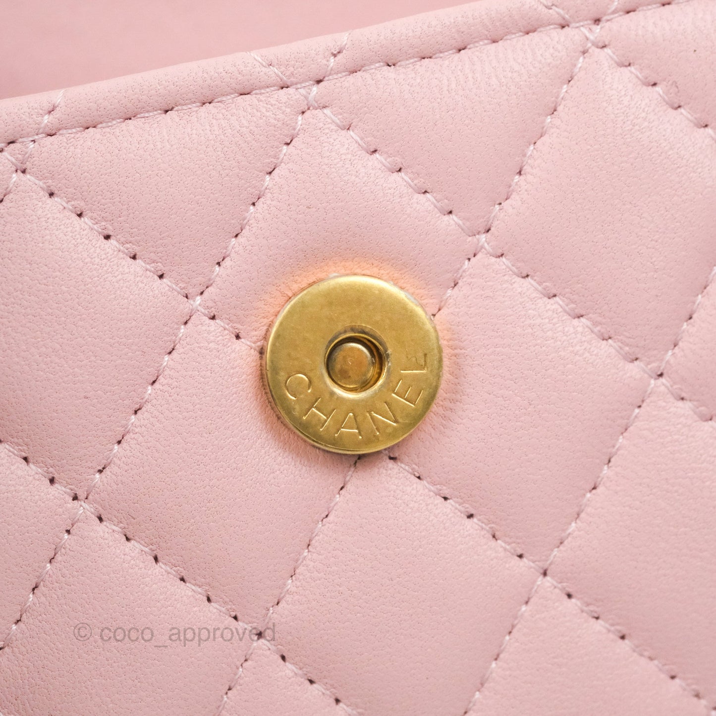 Chanel Enamel Top Handle Clutch with Chain Pink Lambskin Aged Gold Hardware