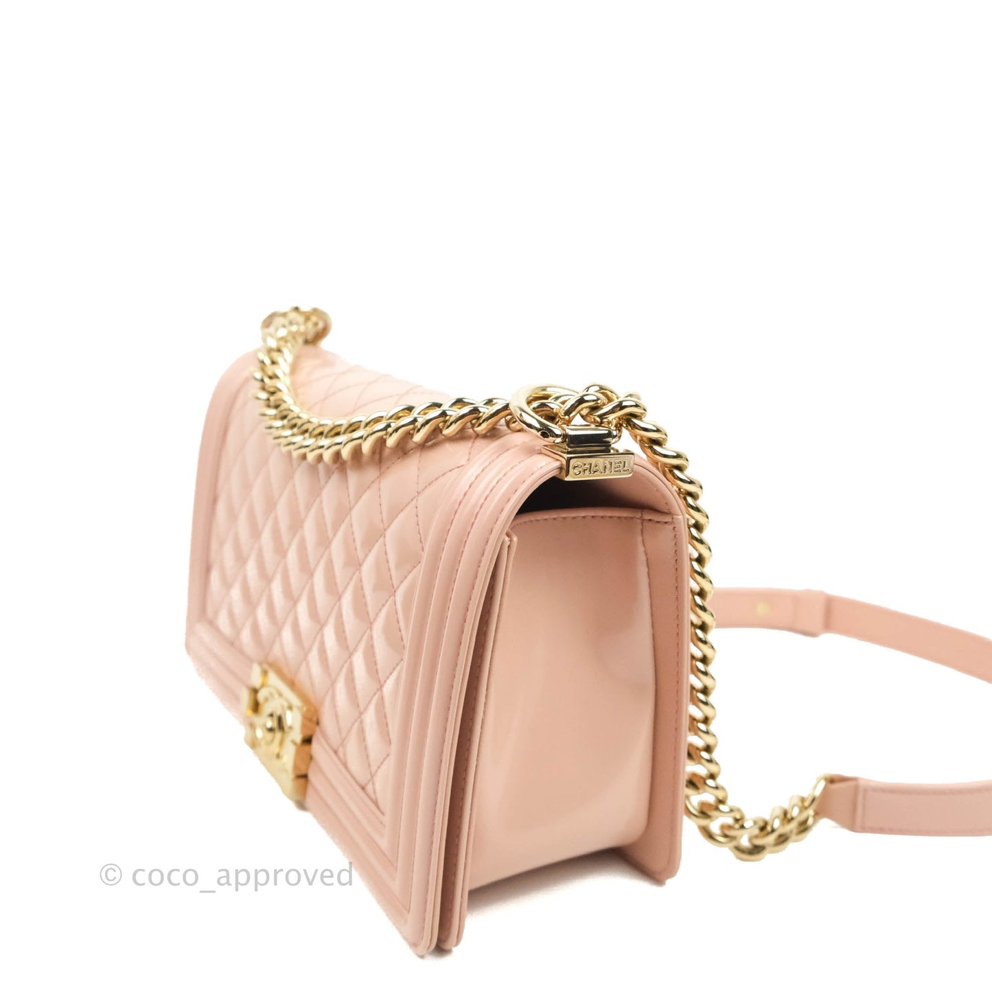 Chanel Quilted Medium Boy Iridescent Pink Shiny Calfskin Gold Hardware