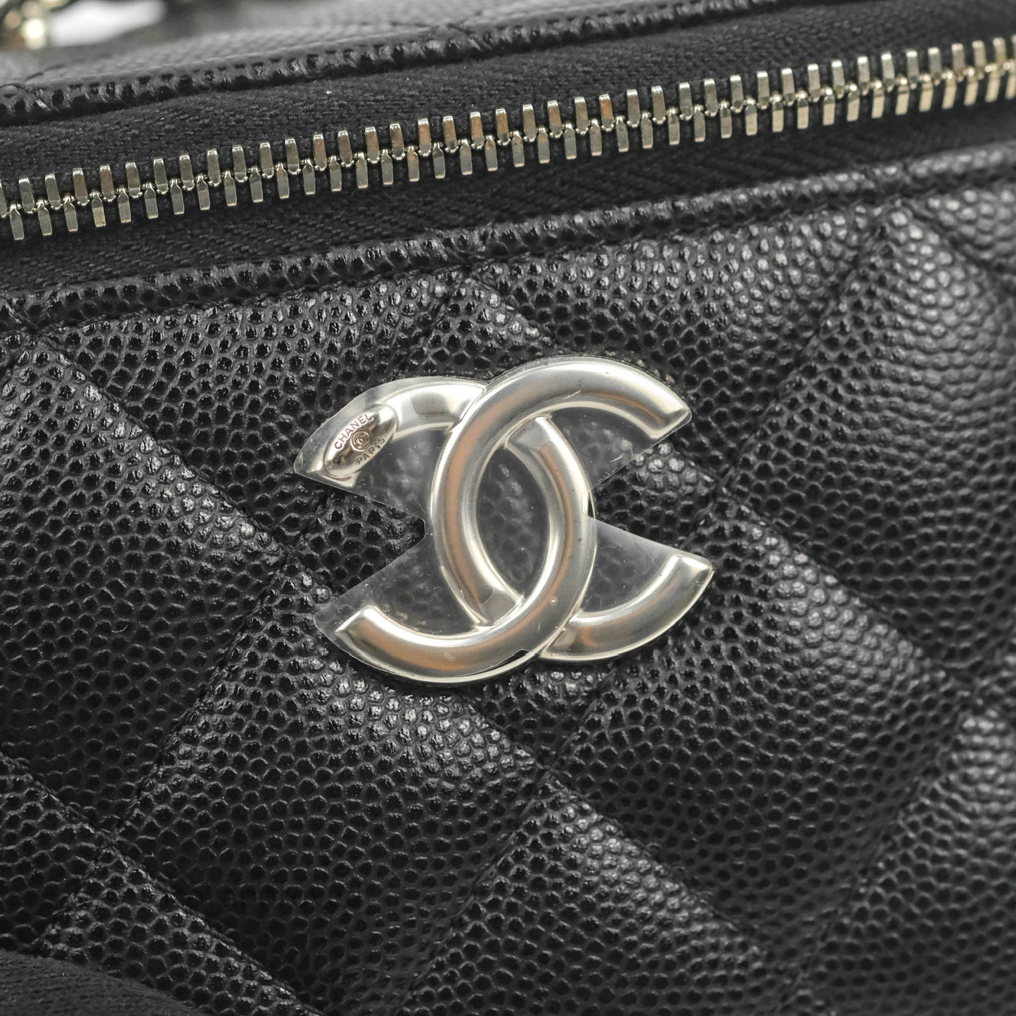 Chanel Mini Vanity With Coco Chain Black Caviar Silver Hardware