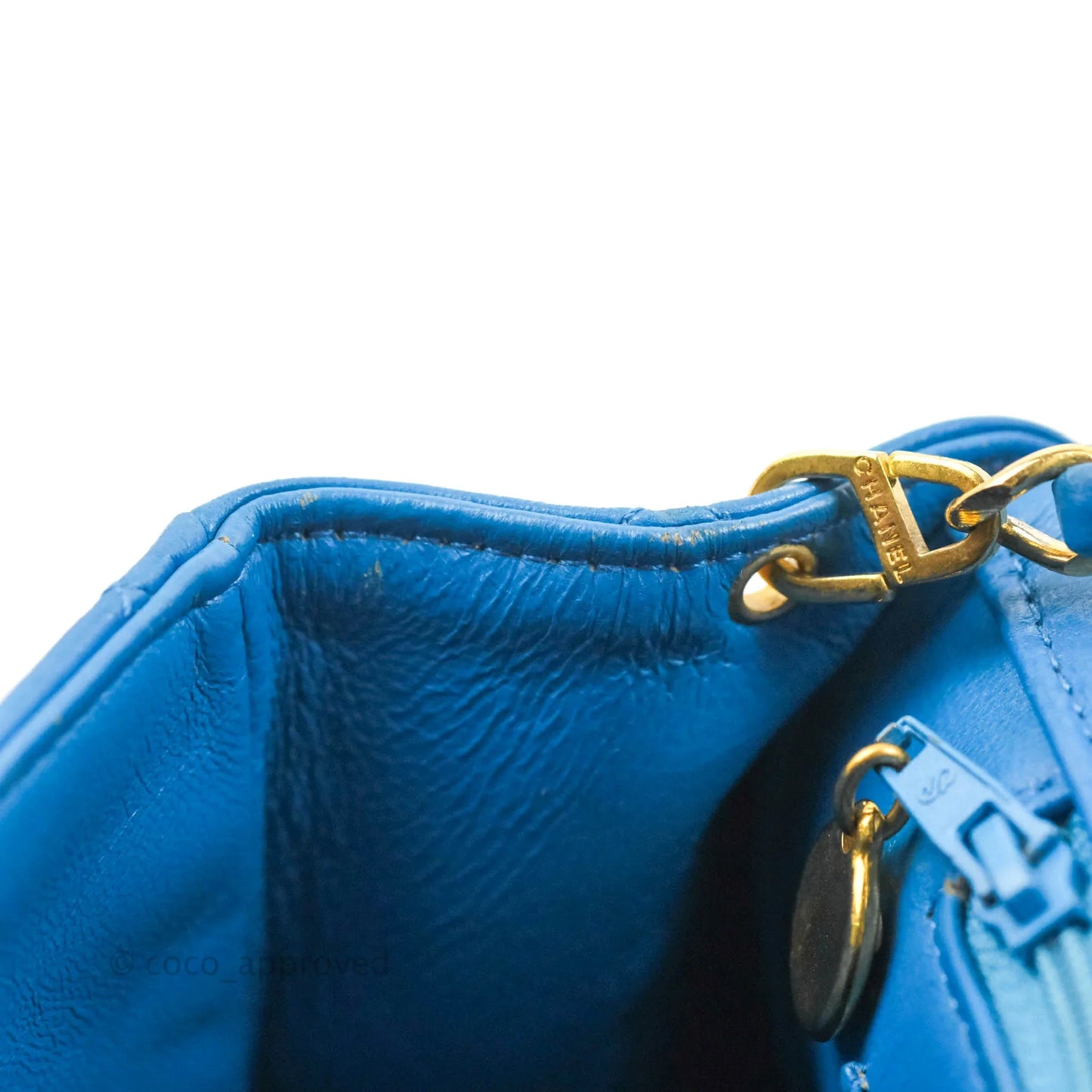 Chanel Vintage Trapezoid Flap Bag Blue Lambskin 24K Gold Hardware