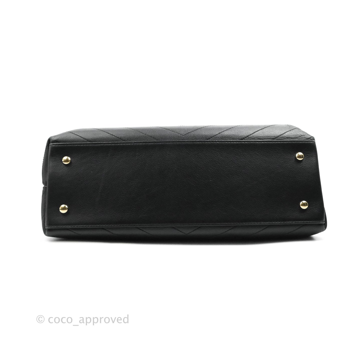 Chanel Chevron Top Handle Black Calfskin Gold Hardware