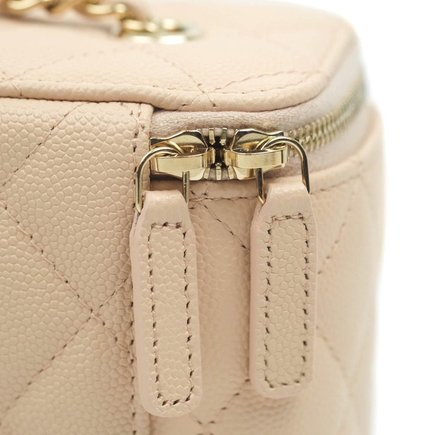 Chanel Vanity with Classic Chain Light Beige Caviar Gold Hardware 22C
