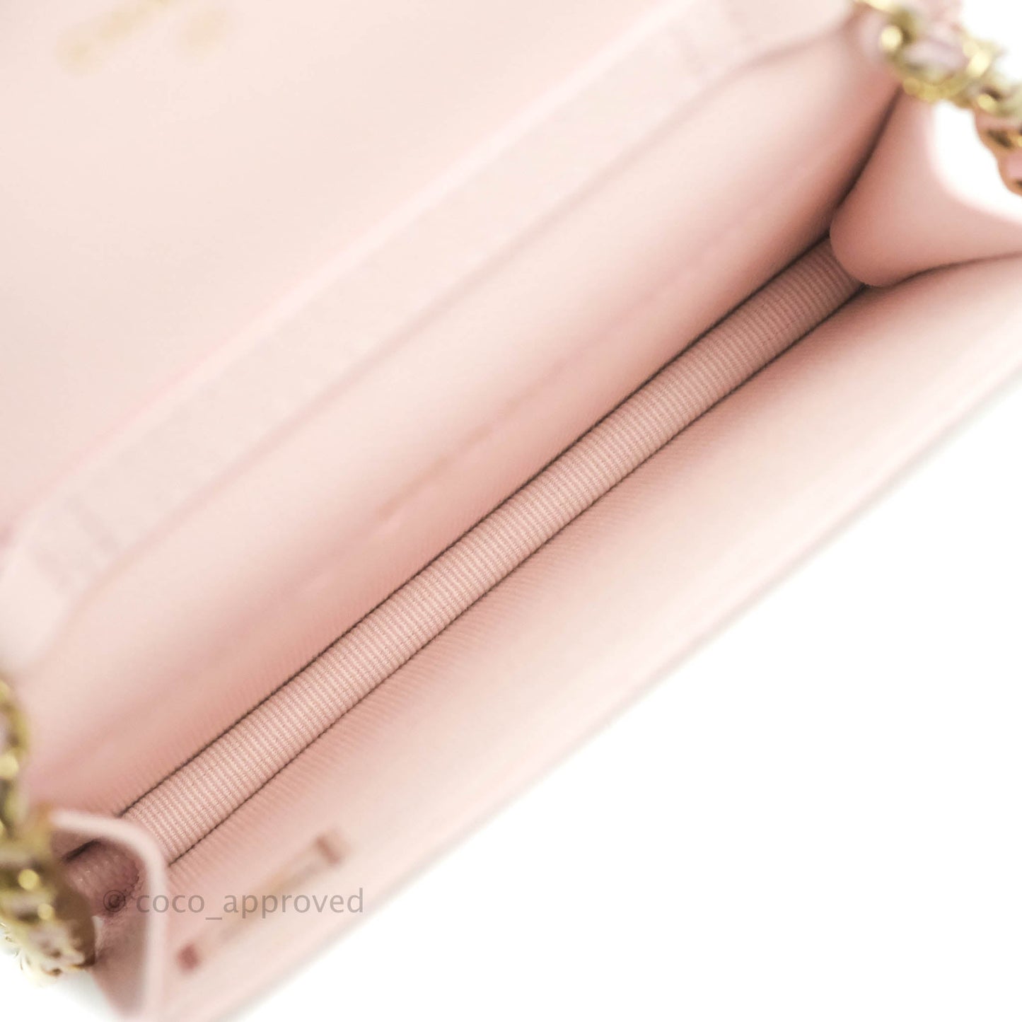 Chanel Mini Wallet With Chain Light Pink Caviar Gold Hardware