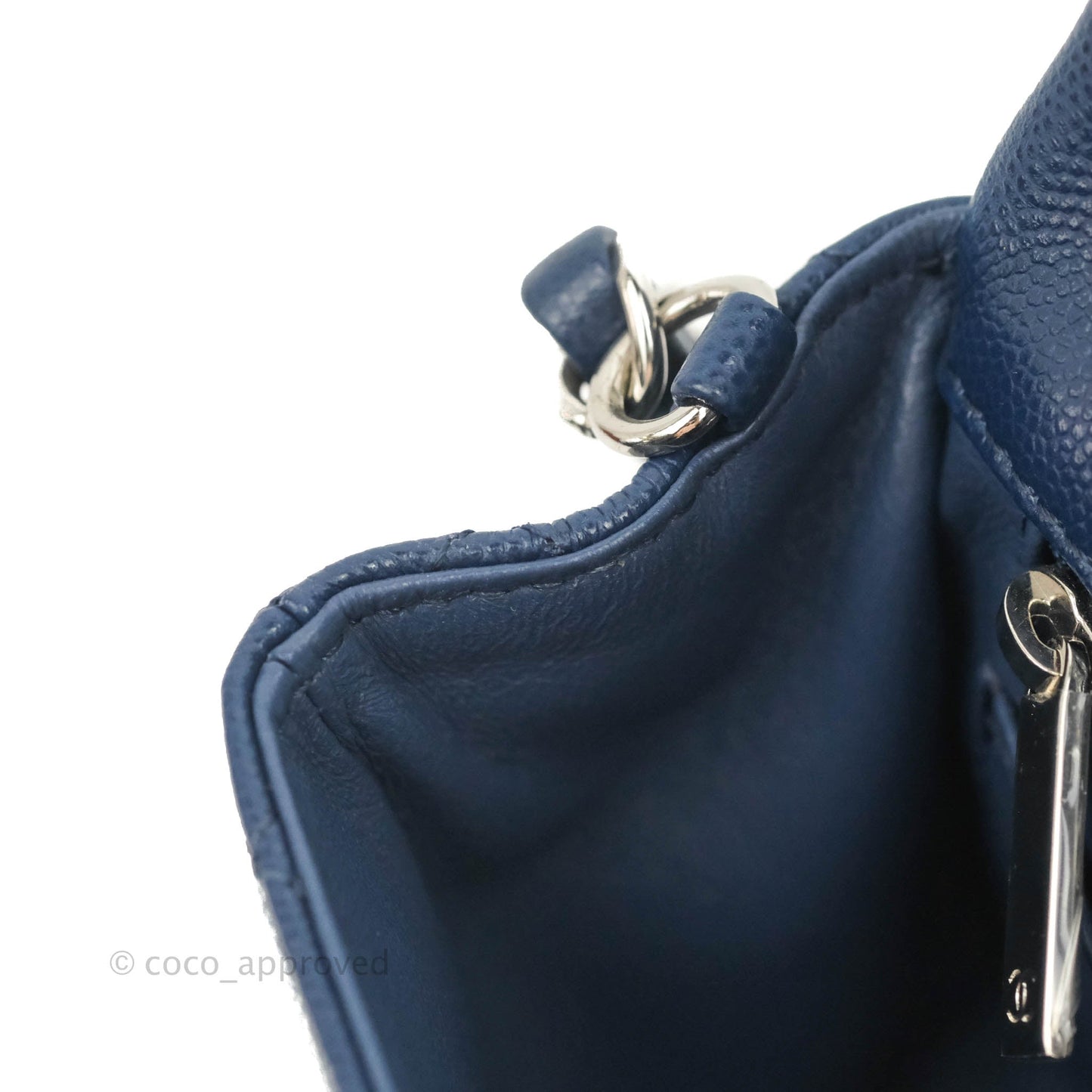Chanel Quilted Mini Rectangular Flap Blue Caviar Silver Hardware 17B