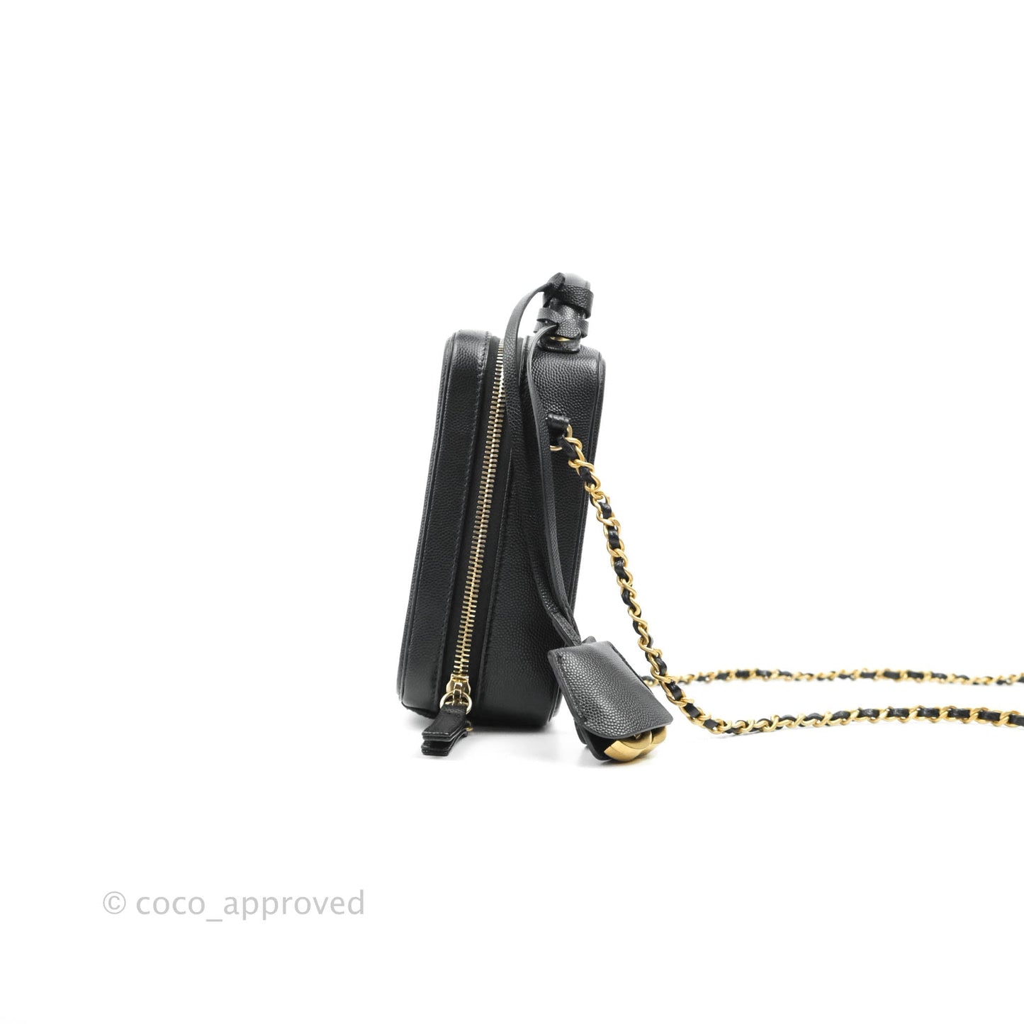 Chanel Quilted CC North South Filigree Vanity Case Black Caviar Gold Hardware