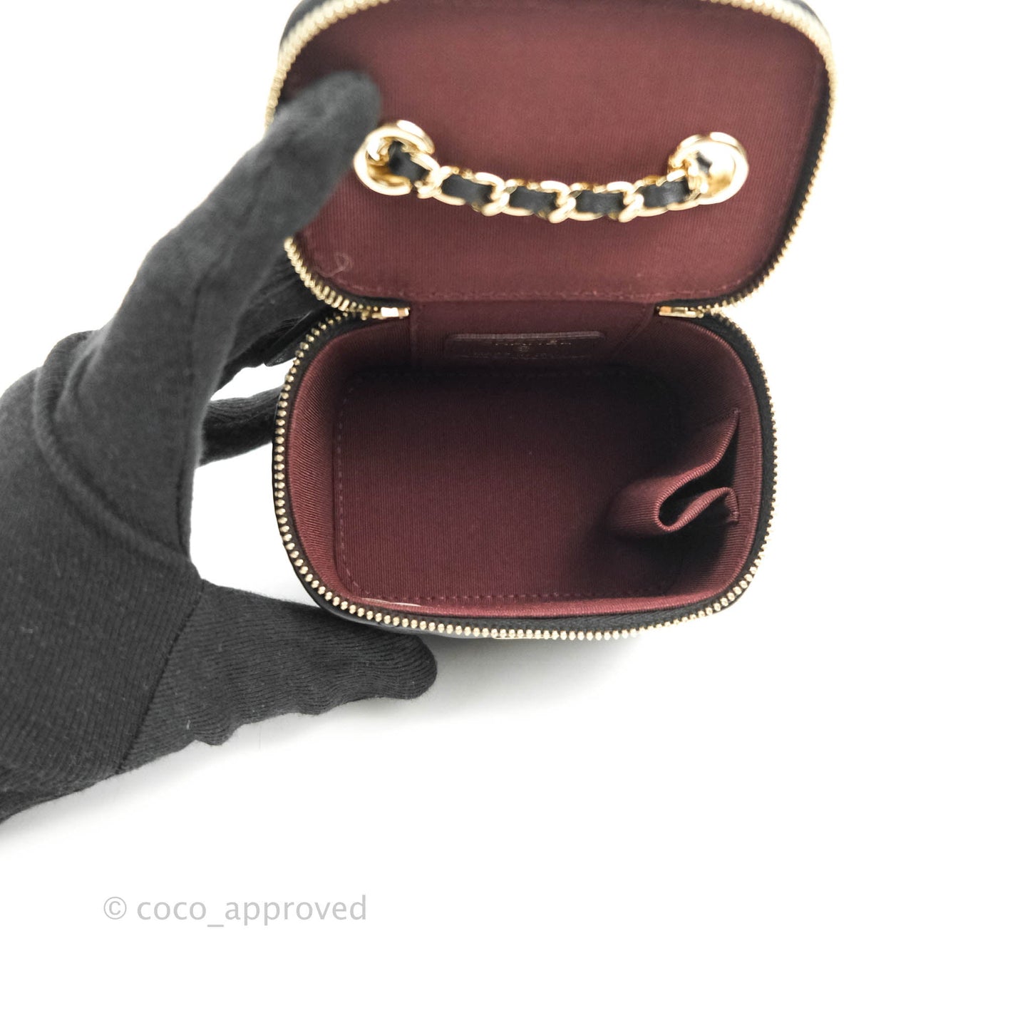 Chanel Mini Vanity With Chain Black Lambskin Gold Hardware