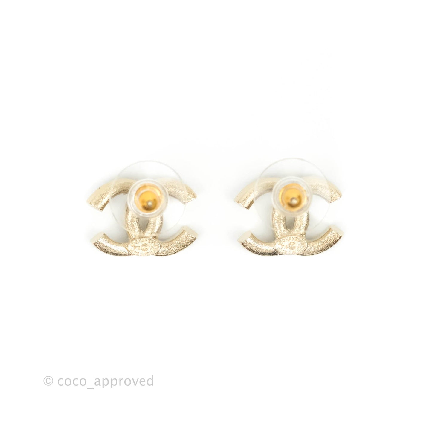 Chanel CC Crystal Earrings Gold Tone 19A