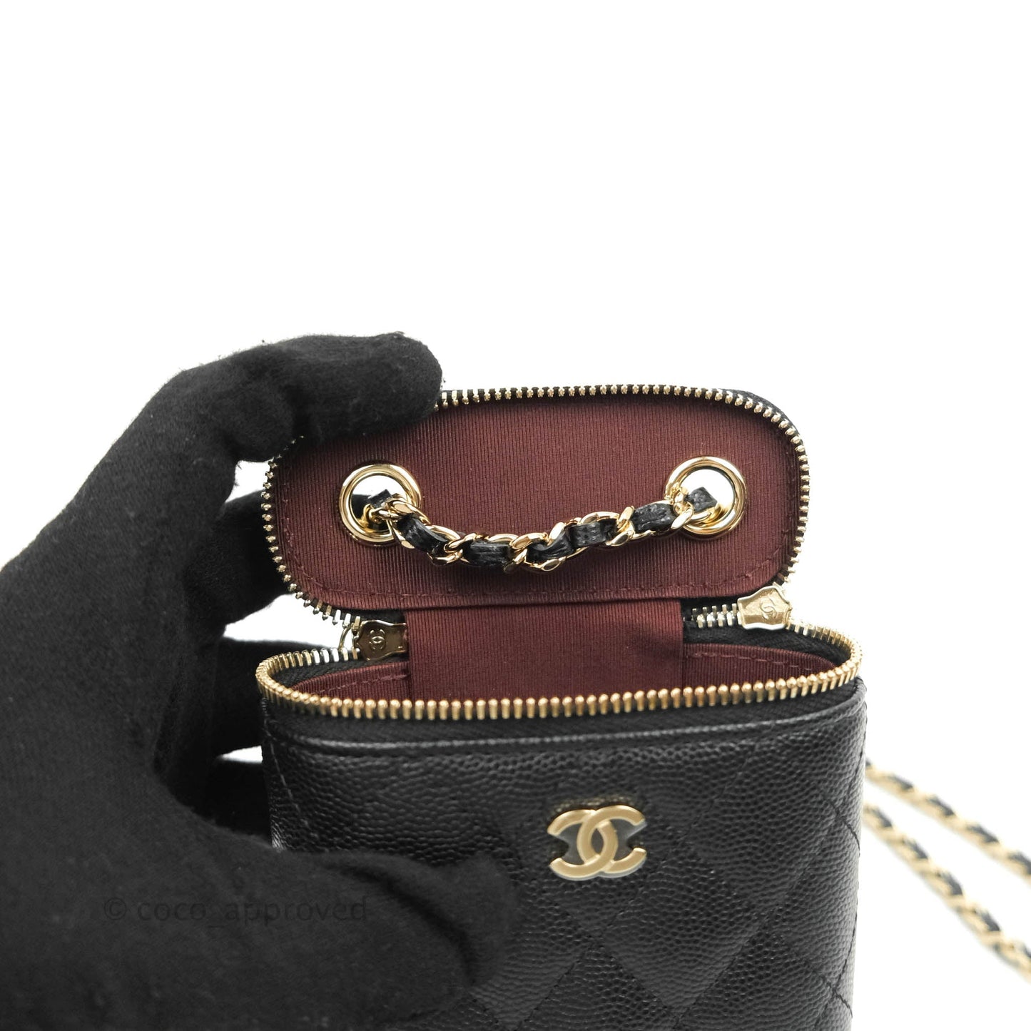 Chanel Classic Mini Vanity With Chain Black Caviar Gold Hardware