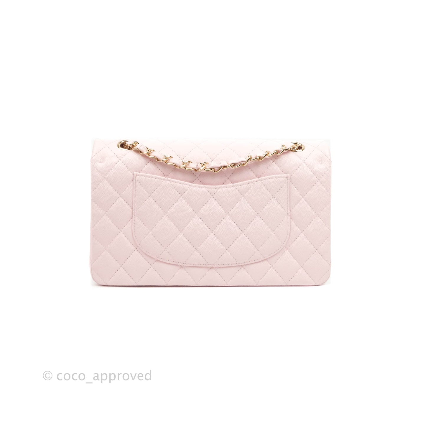 Chanel Classic M/L Medium Flap Quilted Light Pink Caviar Gold Hardware 22P