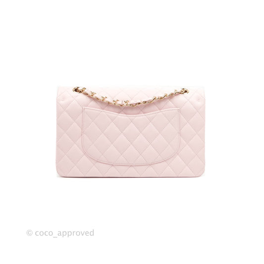 Chanel Classic M/L Medium Flap Quilted Light Pink Caviar Gold Hardware 22P