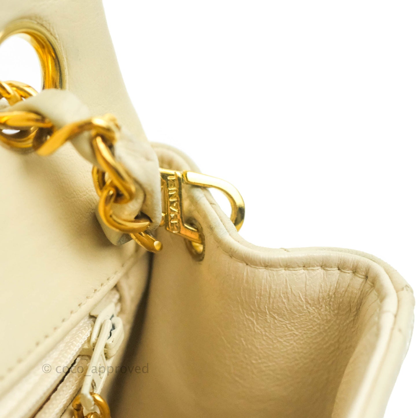 Chanel Vintage Mini Square Beige Lambskin 24K Gold Hardware
