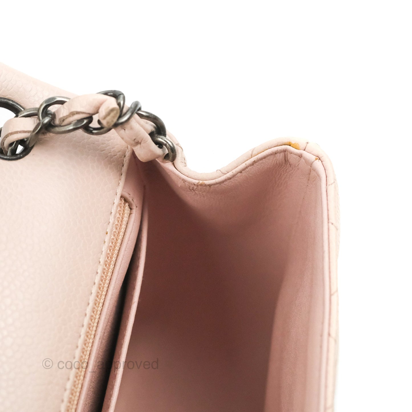 Chanel Quilted Mini Square Sakura Pink Caviar Ruthenium Hardware