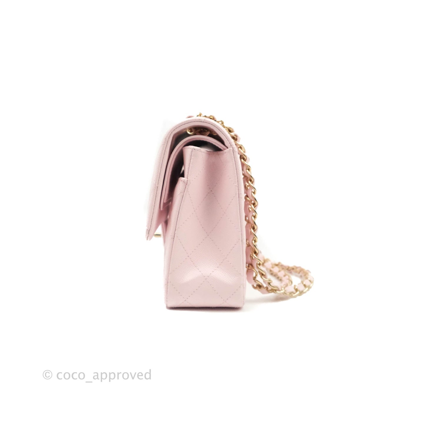 Chanel Classic M/L Medium Flap Quilted Light Pink Caviar Gold Hardware 22P