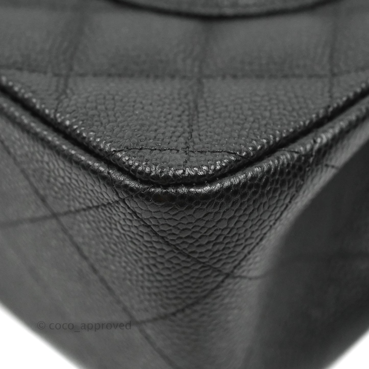 Chanel Classic Quilted Jumbo Double Flap Black Caviar Silver Hardware⁣⁣