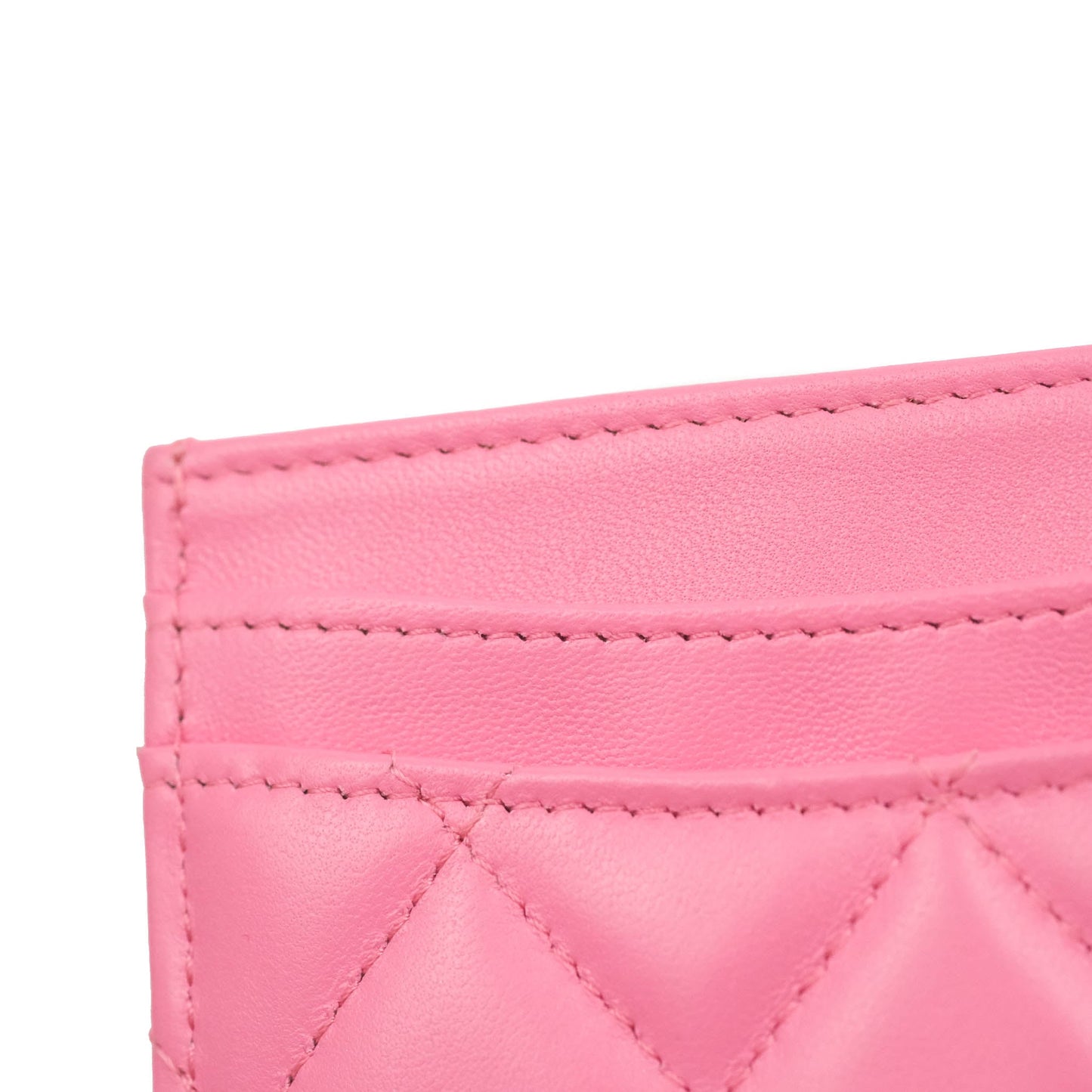 Chanel Classic Card Holder Pink Lambskin Rainbow Hardware