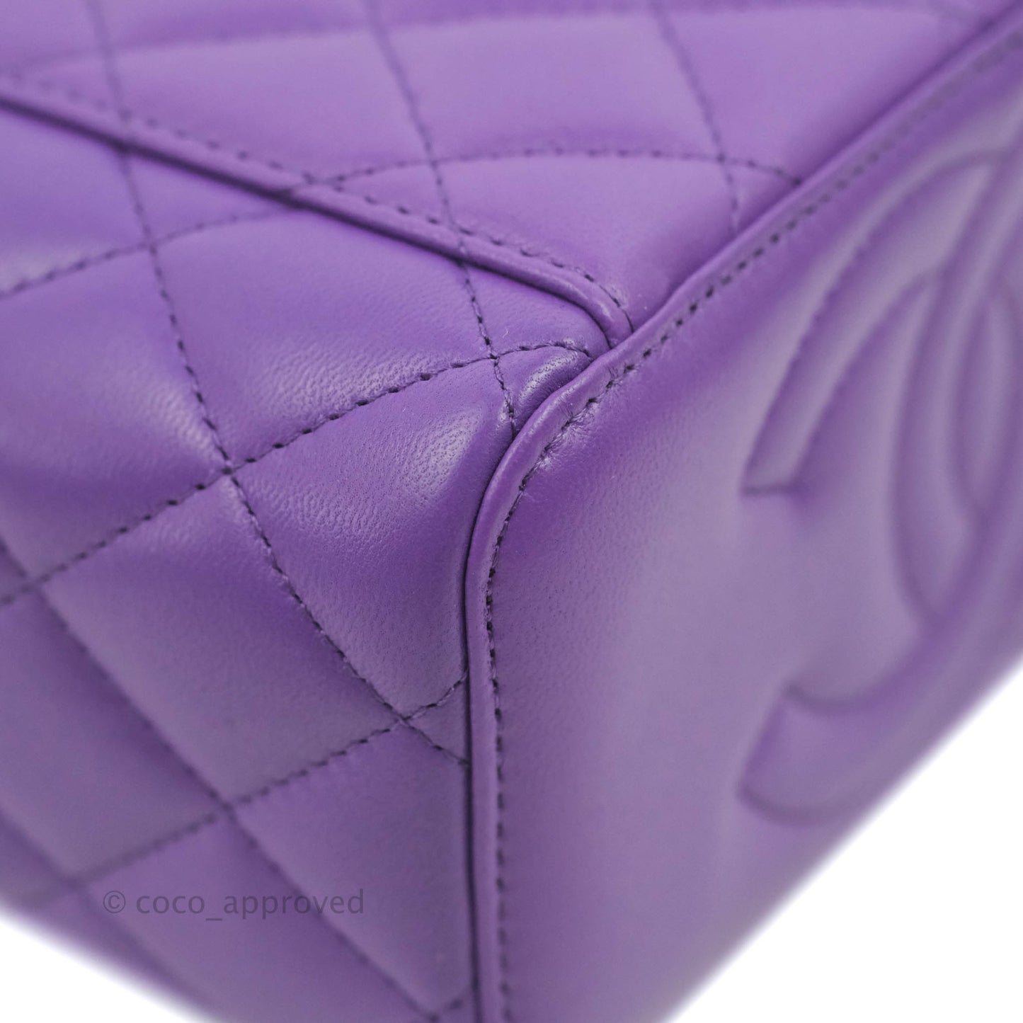 Chanel Vanity Rectangular Top Handle Purple Lambskin Gold Hardware