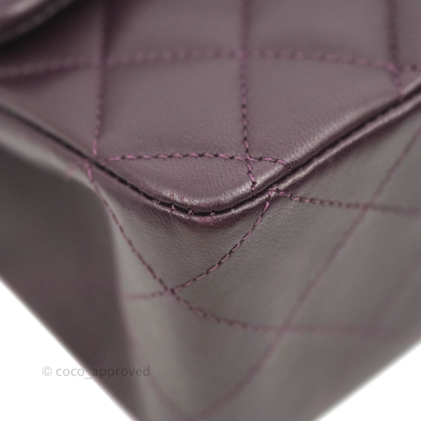 Chanel Classic M/L Medium Flap Quilted Purple Burgundy Lambskin Silver Hardware