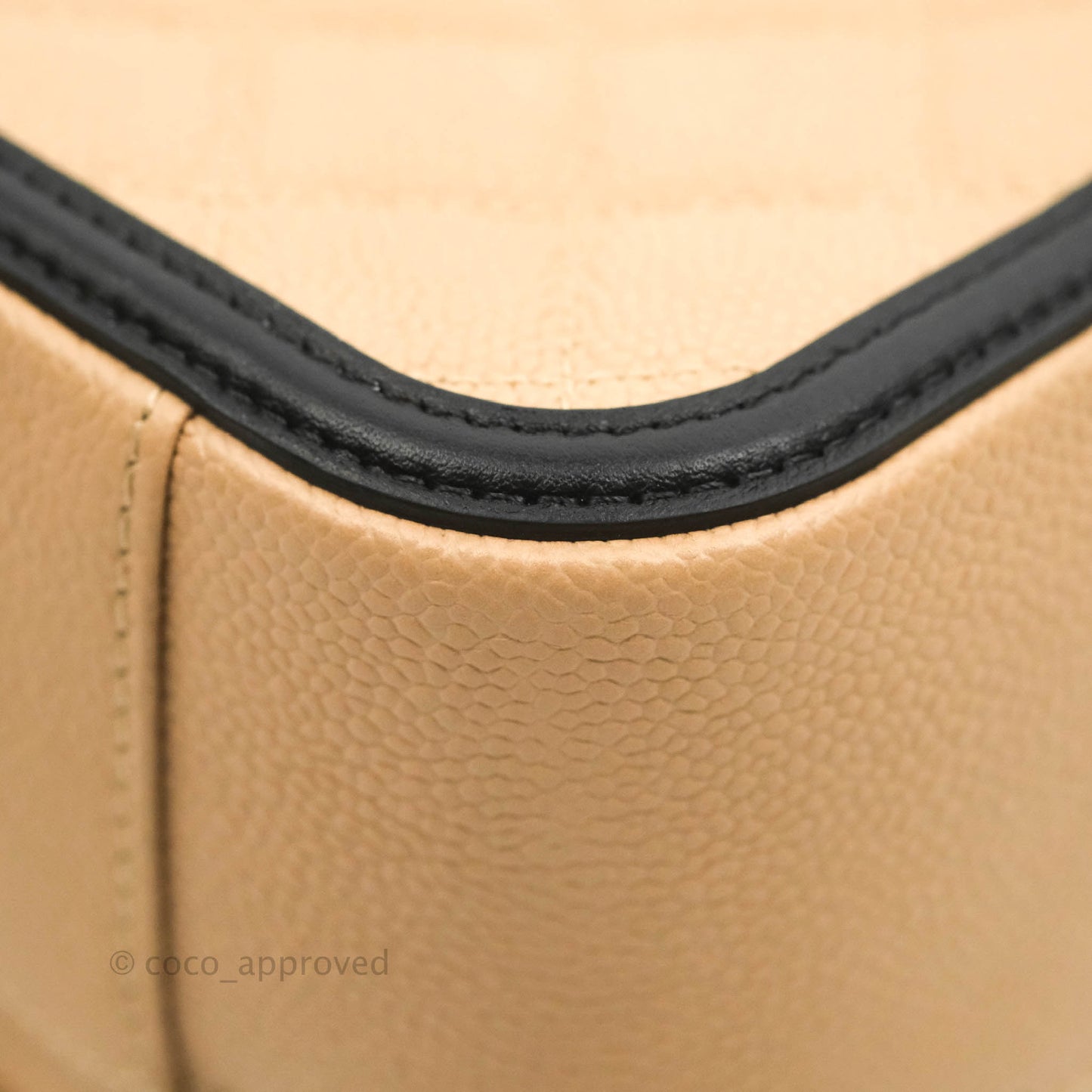 Chanel Quilted Large CC Filigree Vanity Case Beige Caviar Gold Hardware