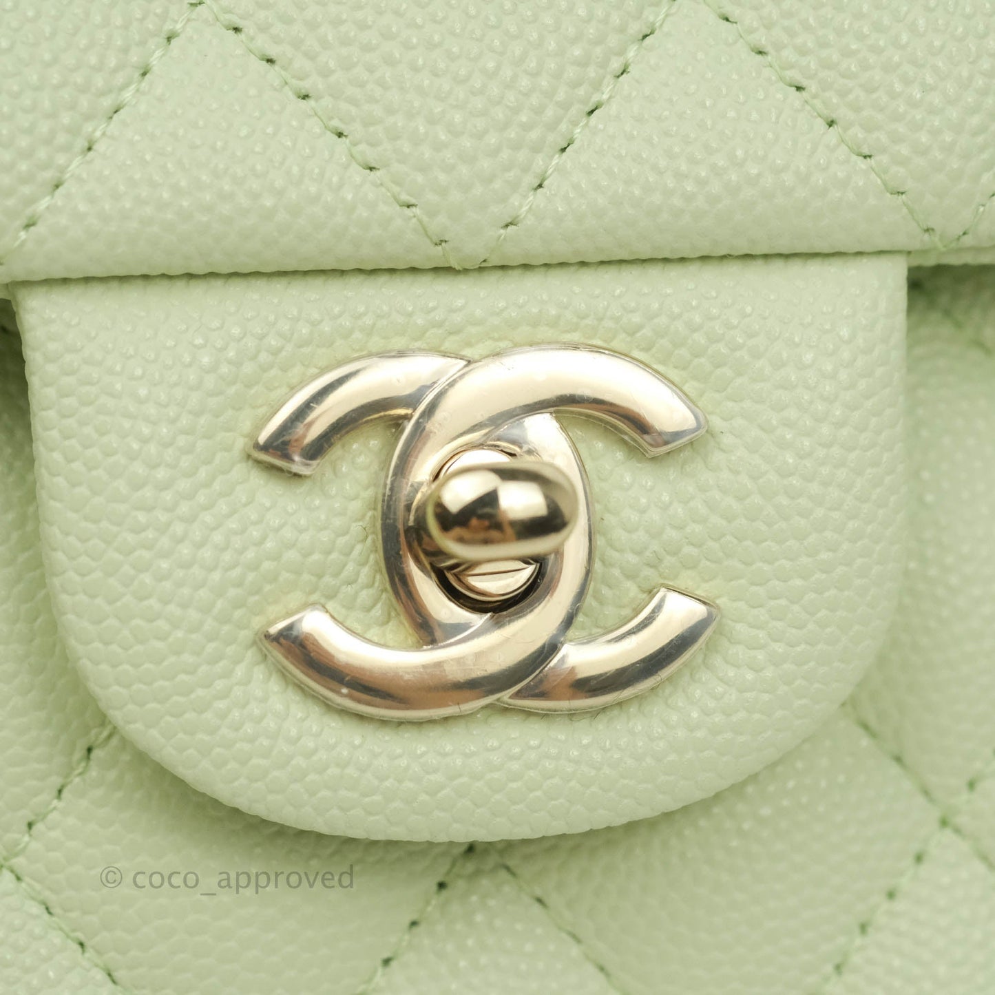 Chanel Small Quilted Classic Flap Mint Green Caviar Gold Hardware 22C