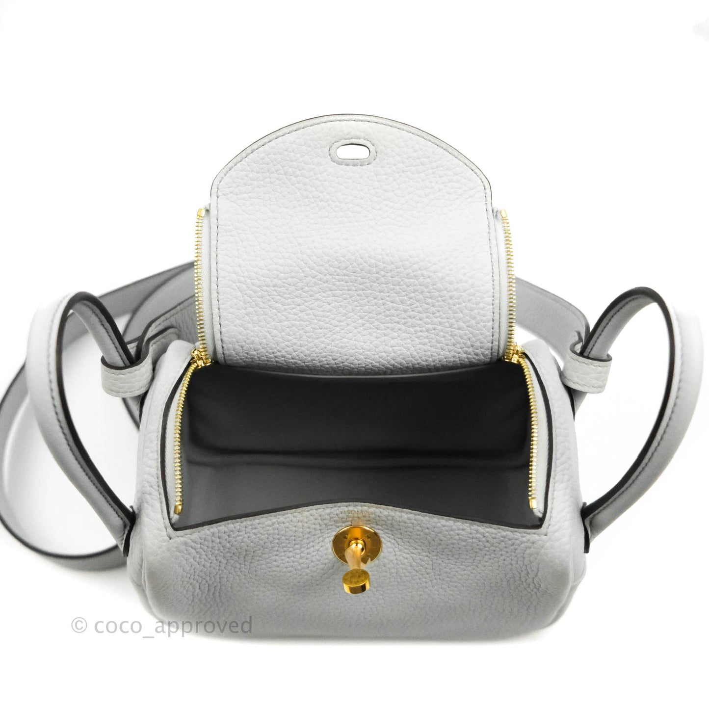 Hermès Mini Lindy 20 Blue Pale Clemence Gold Hardware