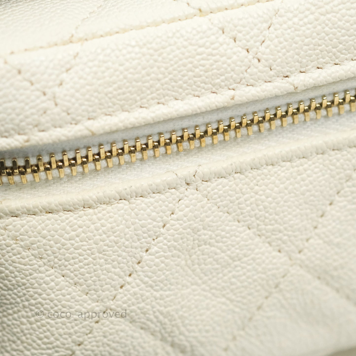 Chanel Mini Clutch With Chain White Caviar Aged Gold Hardware