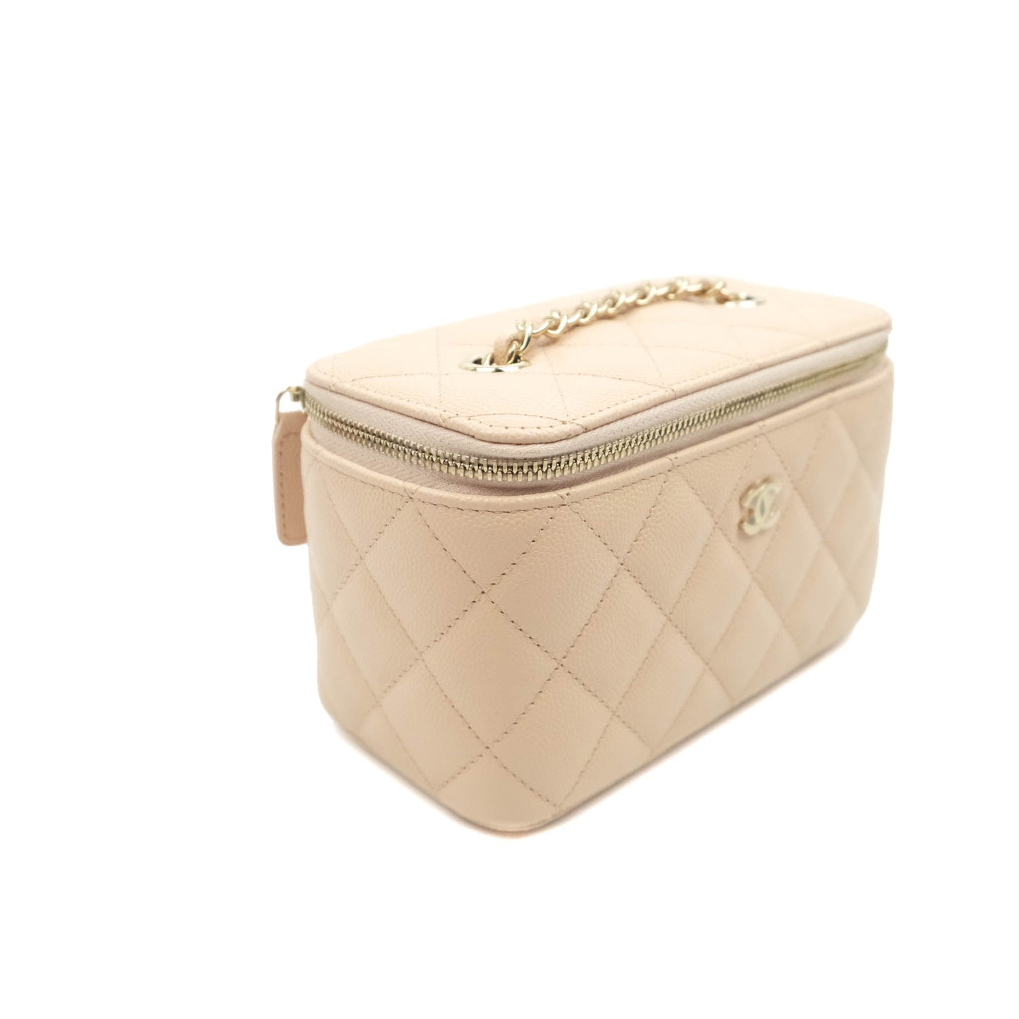 Chanel Vanity with Classic Chain Light Beige Caviar Gold Hardware 22C