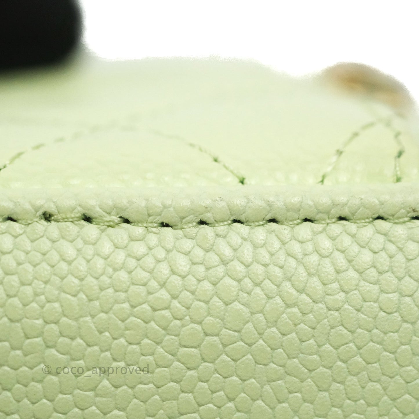 Chanel Quilted Small Handle With Care Vanity Case With Chain Green Caviar Gold Hardware