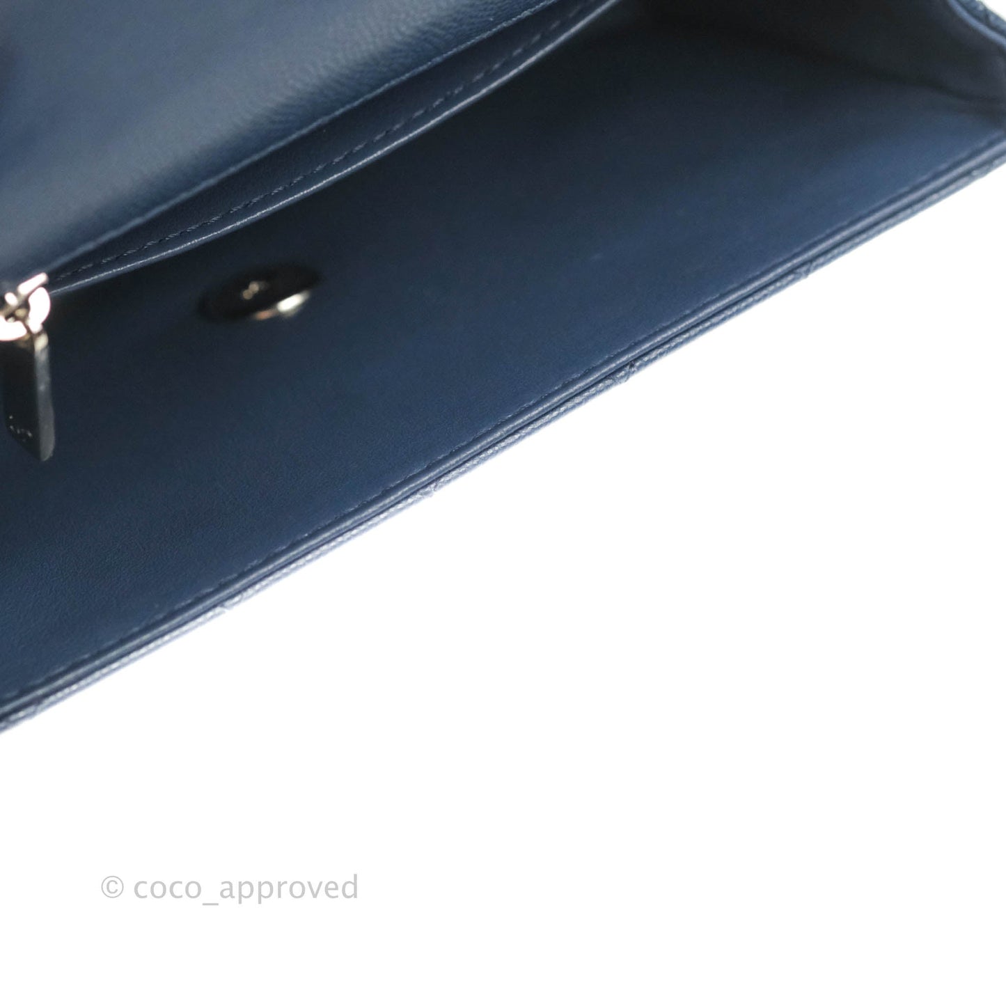 Chanel Quilted Mini Rectangular Flap Blue Caviar Silver Hardware 17B