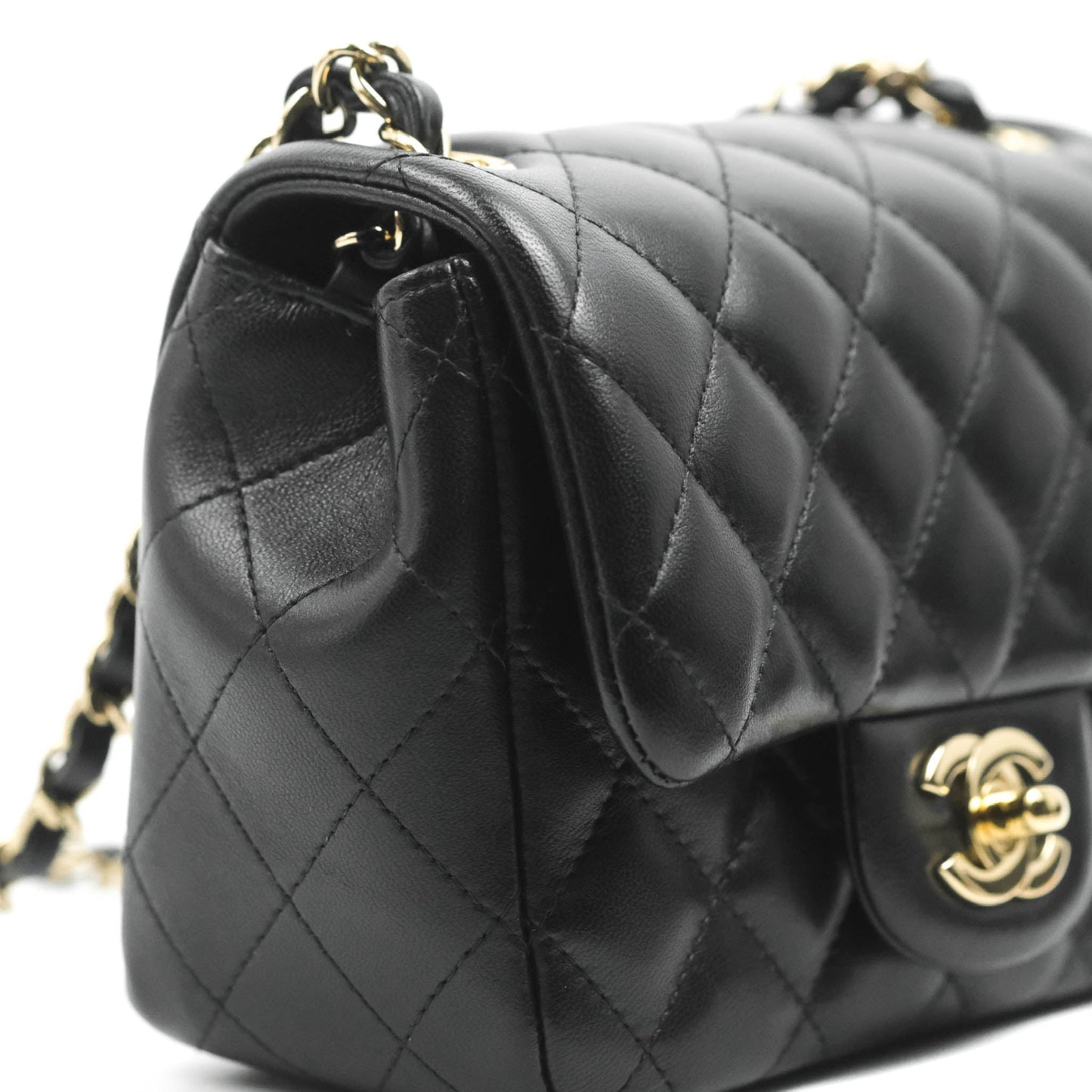 Chanel Mini Square Black Lambskin Gold Hardware