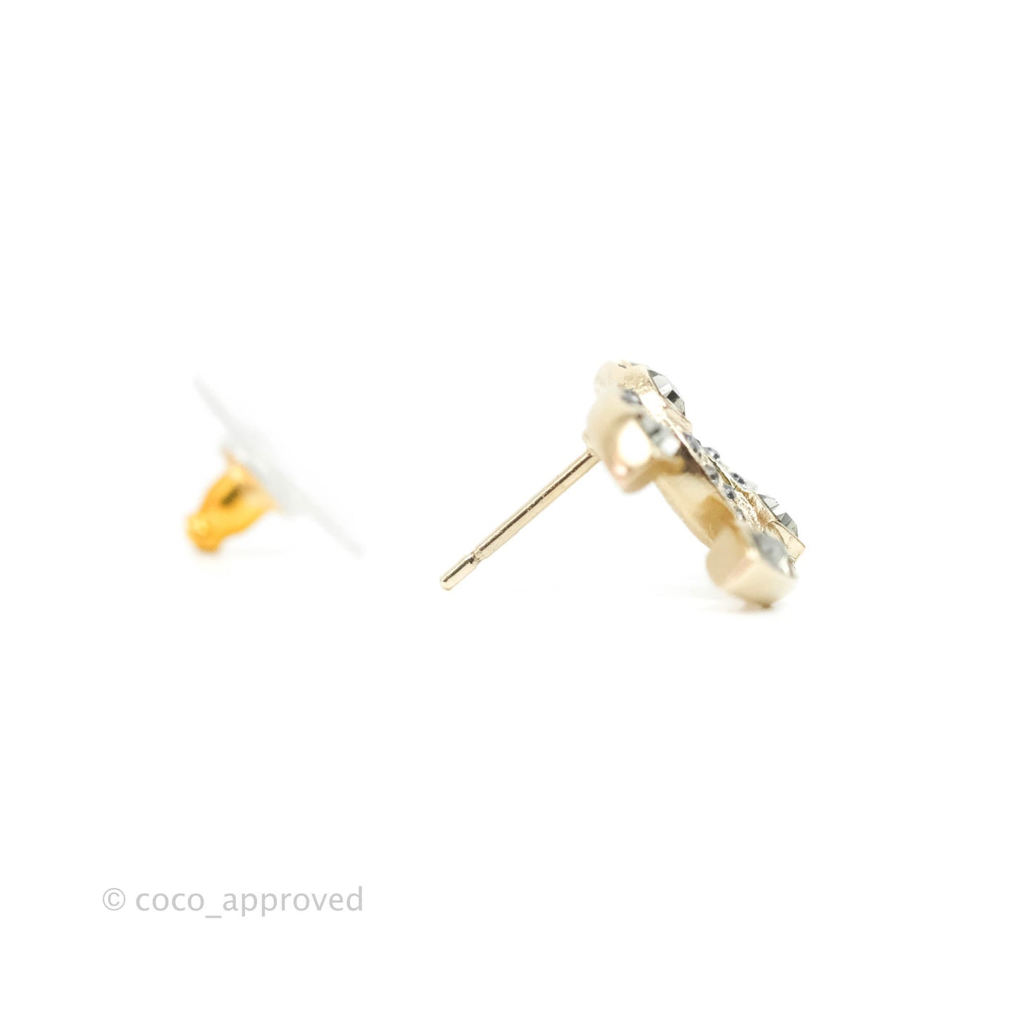 Chanel CC Crystal Earrings Gold Tone 19A