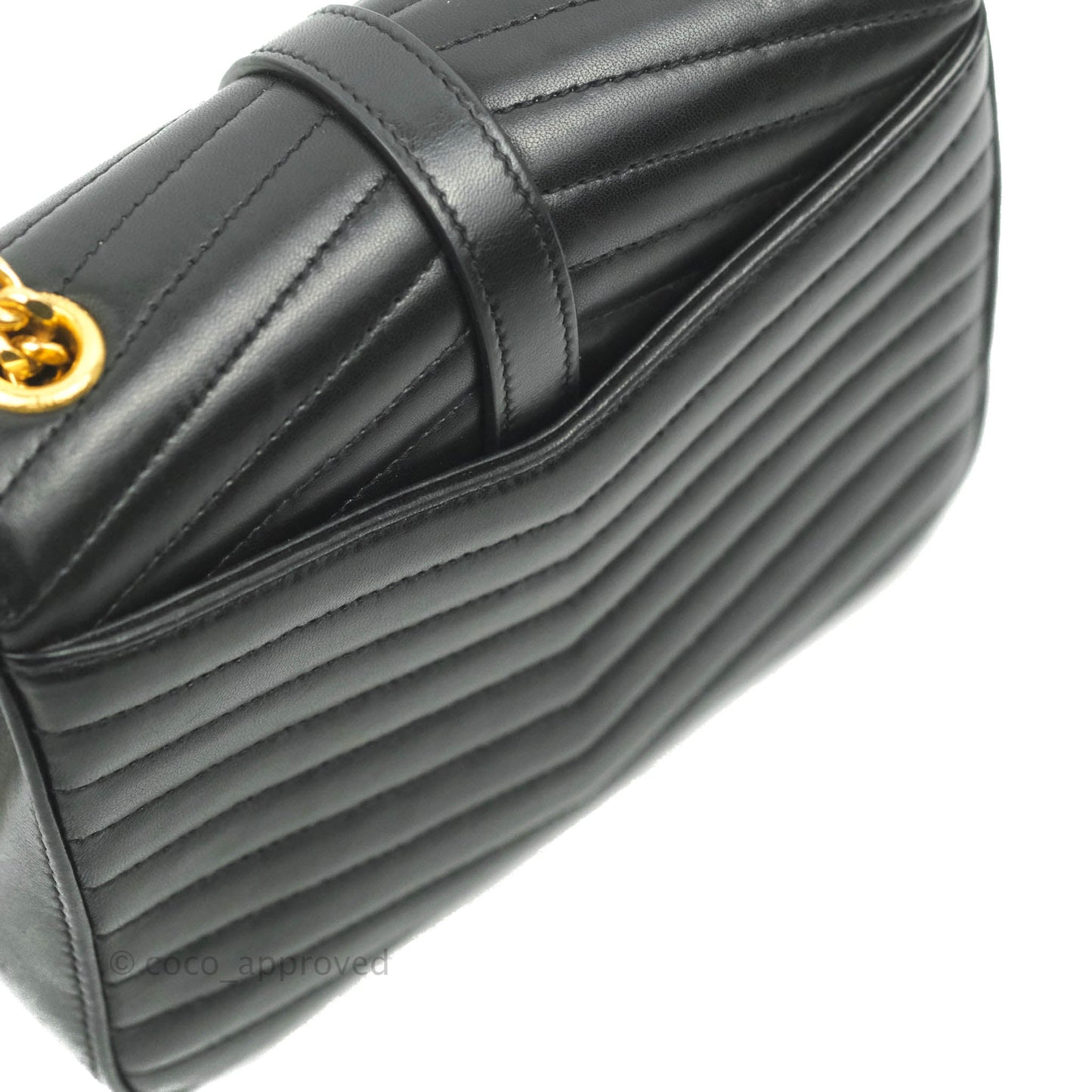 Saint Laurent Small Sulpice Triple V-Flap Black Lambskin Crossbody Bag
