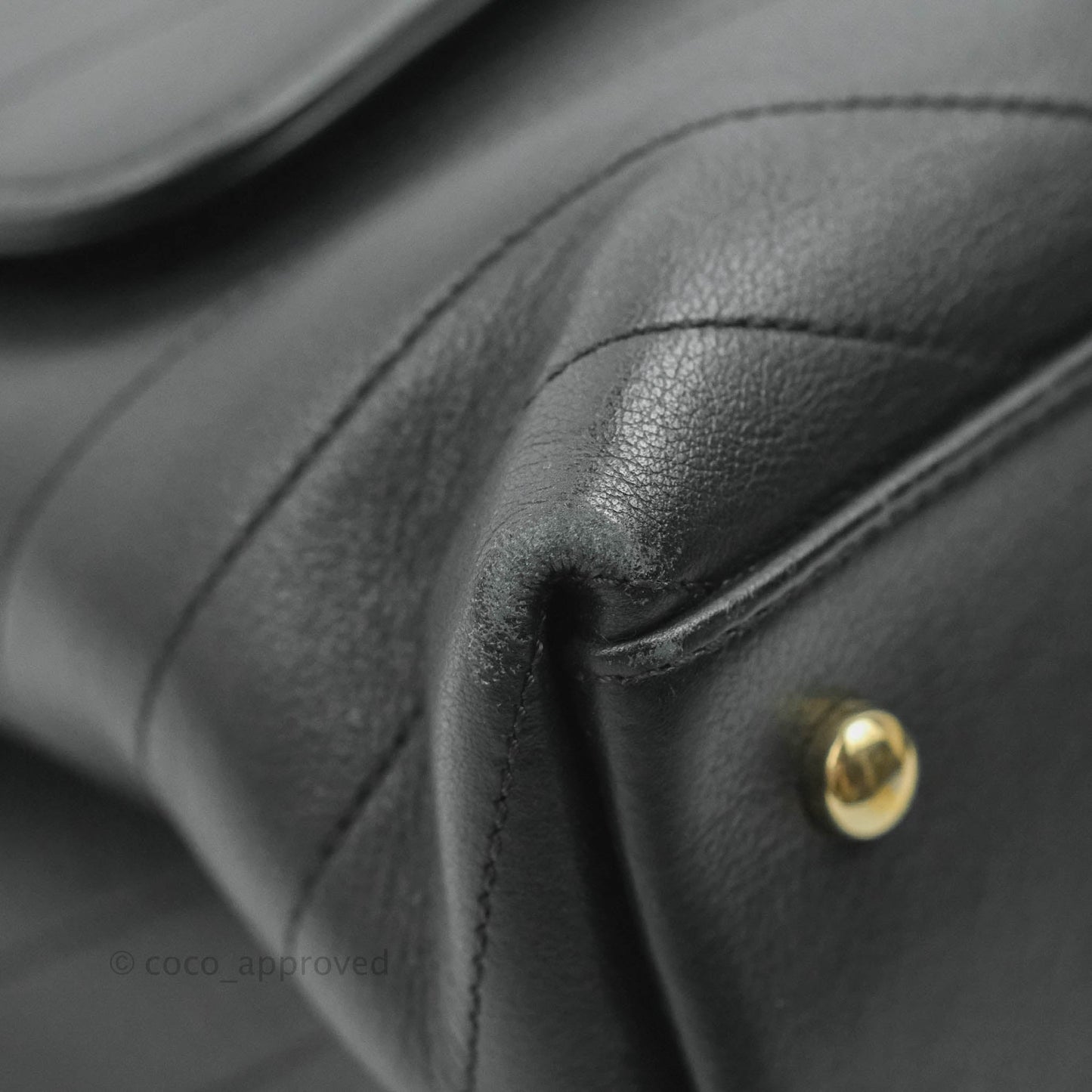 Chanel Chevron Top Handle Black Calfskin Gold Hardware