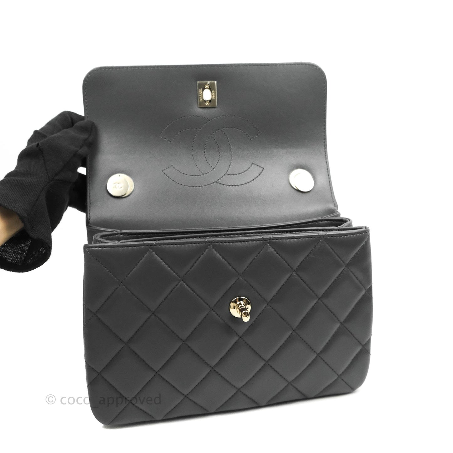 Chanel Small Quilted Trendy CC Dark Grey Lambskin Gold Hardware