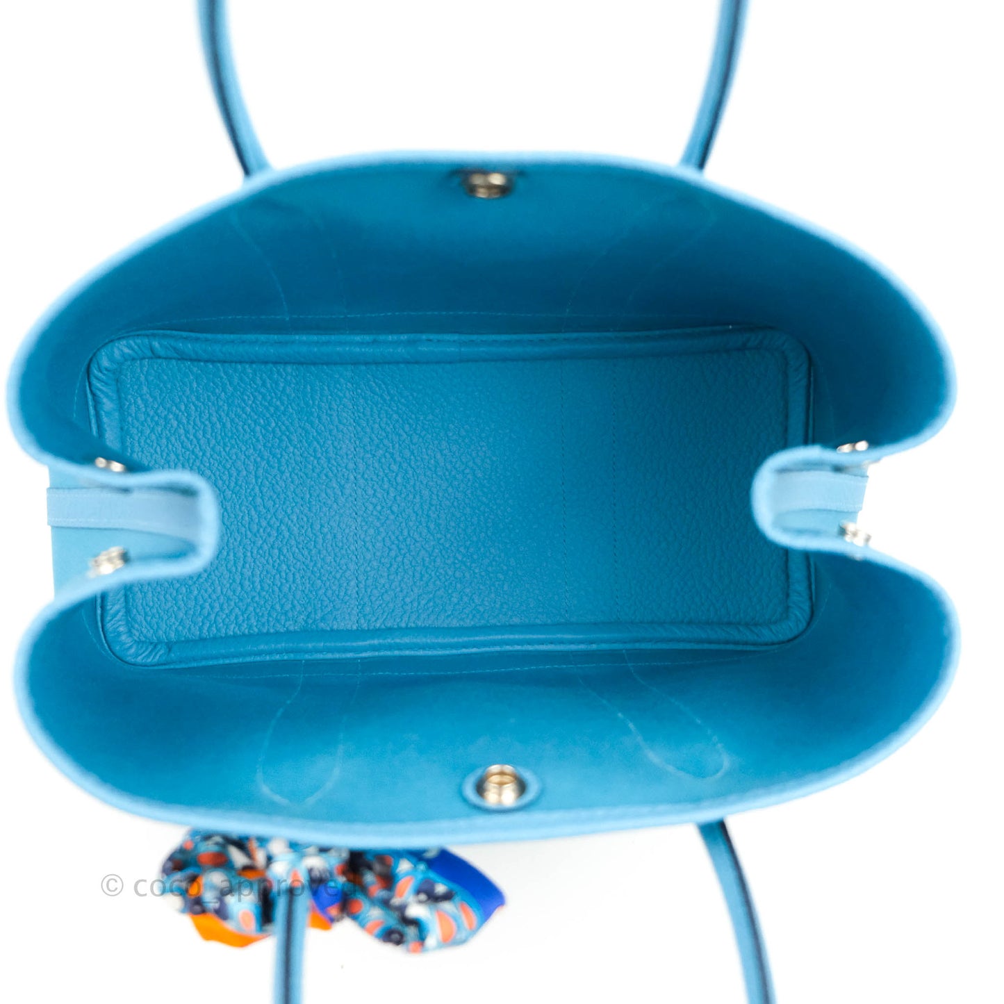 Hermès Garden Party 30 Canvas Bleu De Nord with Twilly