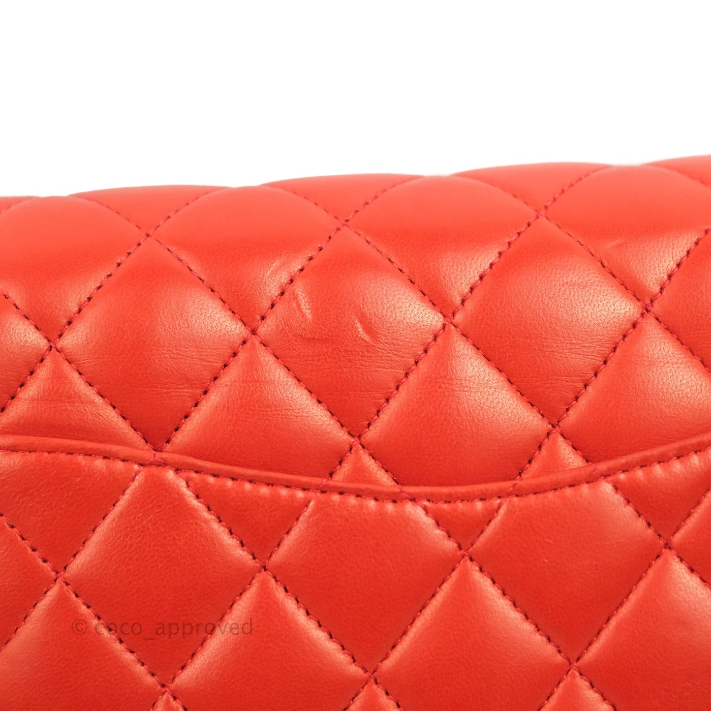 Chanel Classic M/L Medium Flap Quilted Poppy Red Lambskin Silver Hardware