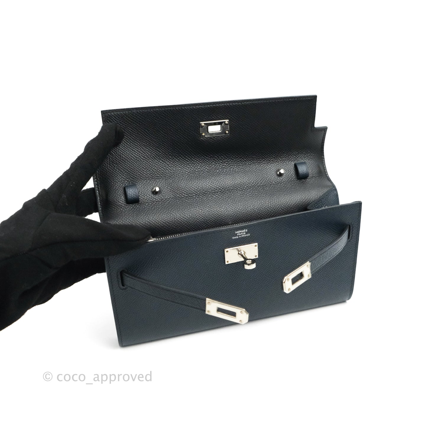 Hermès Epsom Kelly To Go Wallet Midnight Blue Palladium Hardware