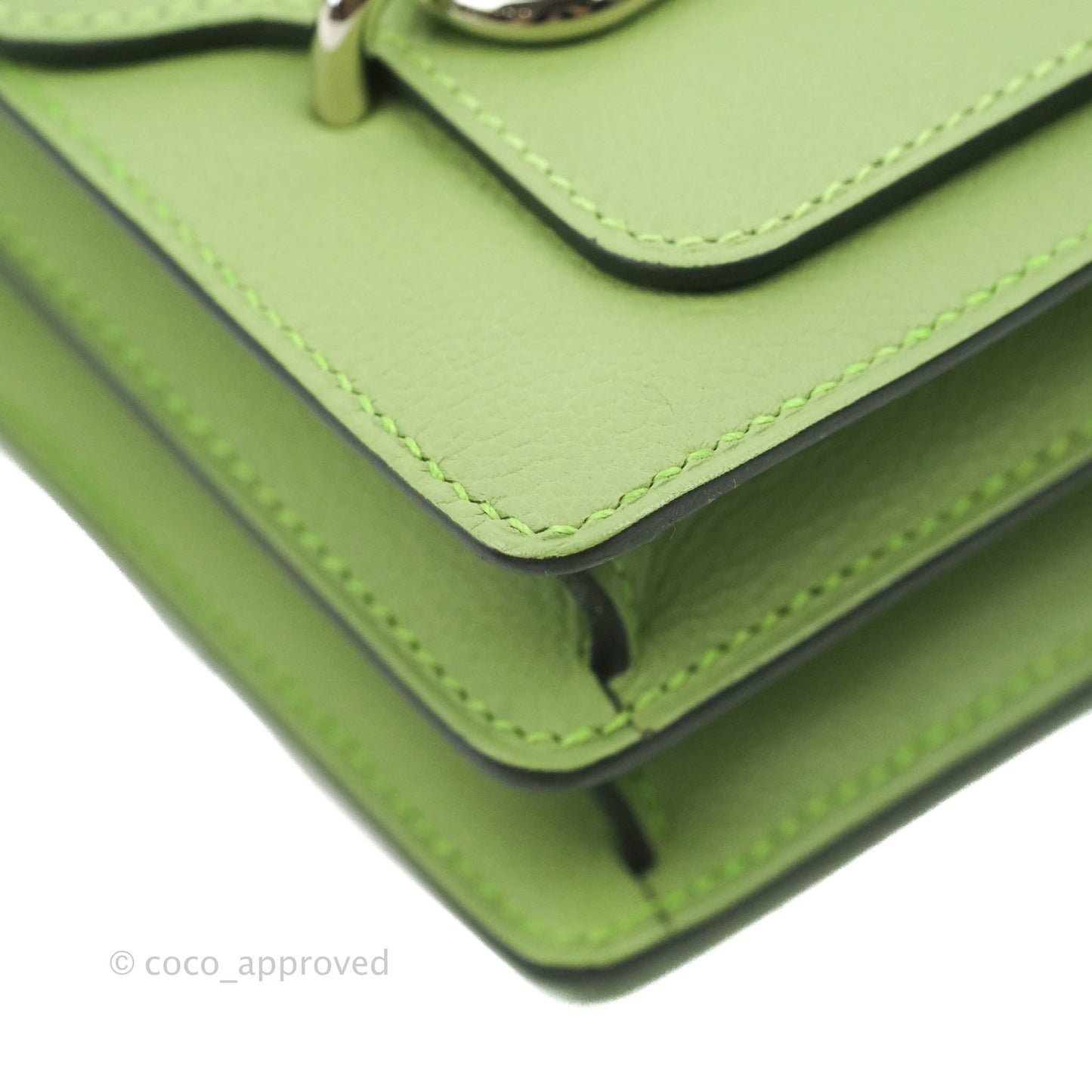 Hermès Roulis Mini 18 Evercolor Vert Criquet Palladium Hardware
