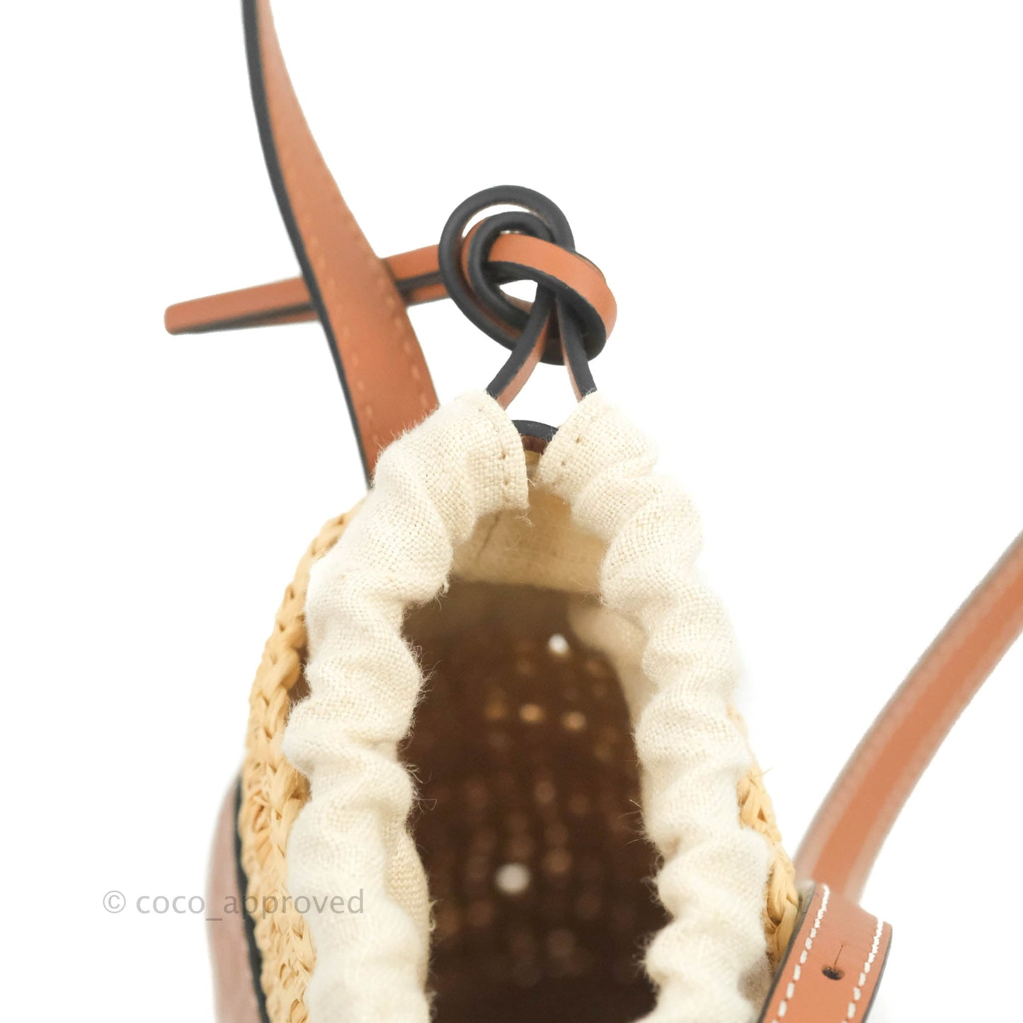 Loewe Cylinder Pocket In Raffia and Calfskin Natural/Tan
