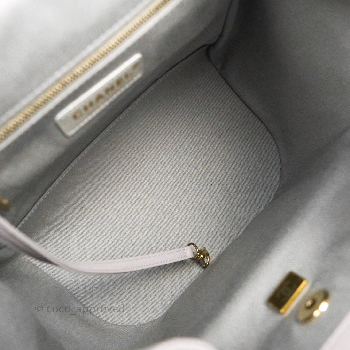 Chanel Quilted Business Affinity Backpack Grey Caviar Gold Hardware
