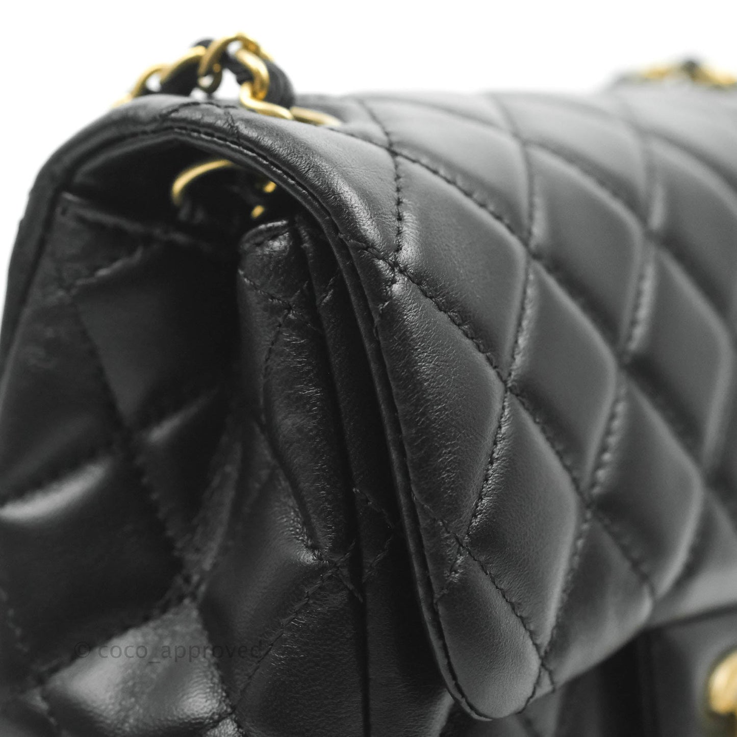 Chanel Romance Mini Square Flap Black Lambskin Aged Gold Hardware