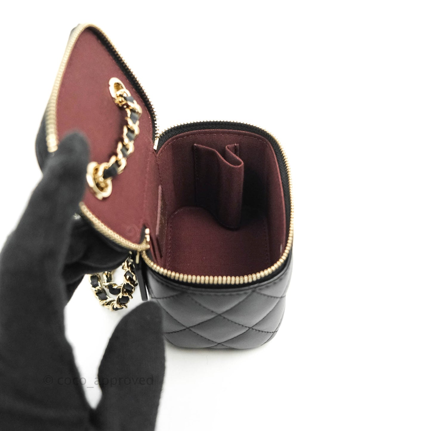 Chanel Mini Vanity With Chain Black Lambskin Gold Hardware