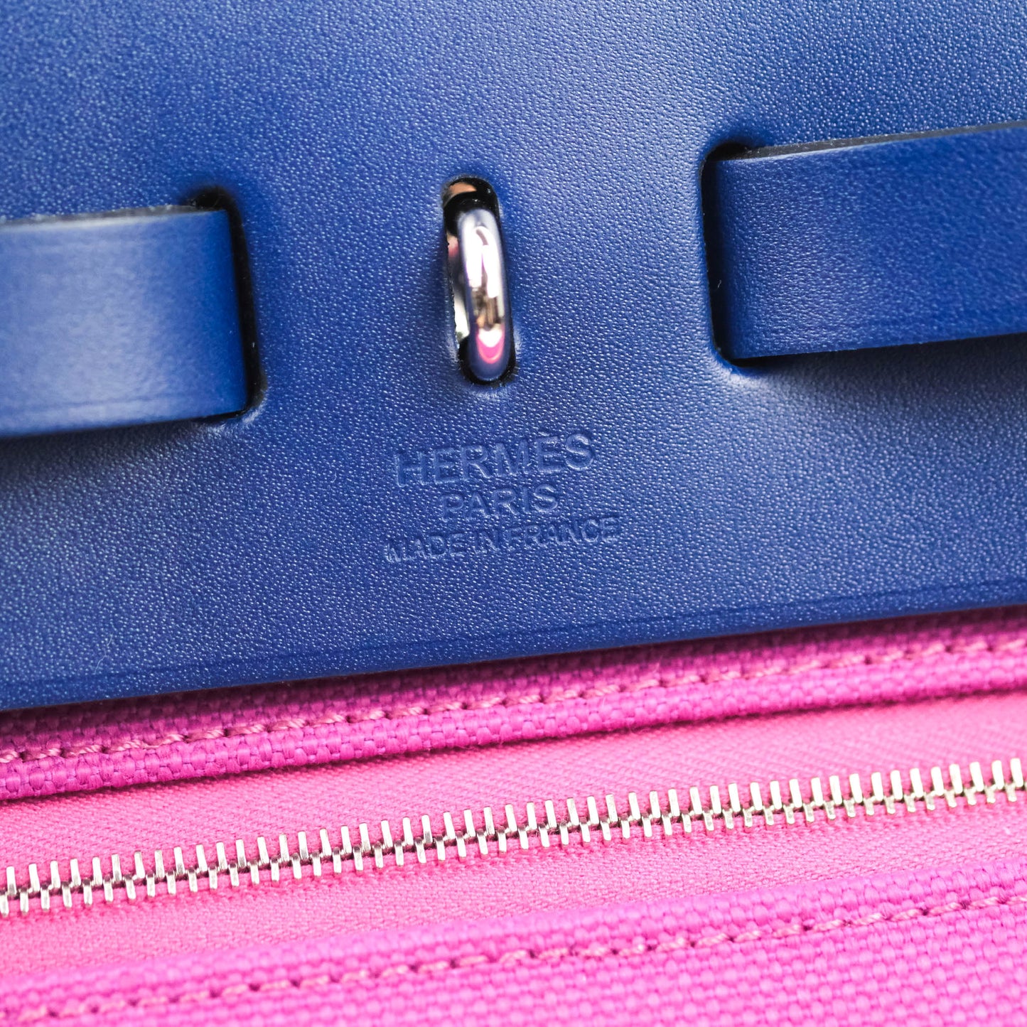 Hermès Herbag Zip 31 Toile Militaire Vache Hunter Rose Pourpre Bleu Saphir Palladium Hardware