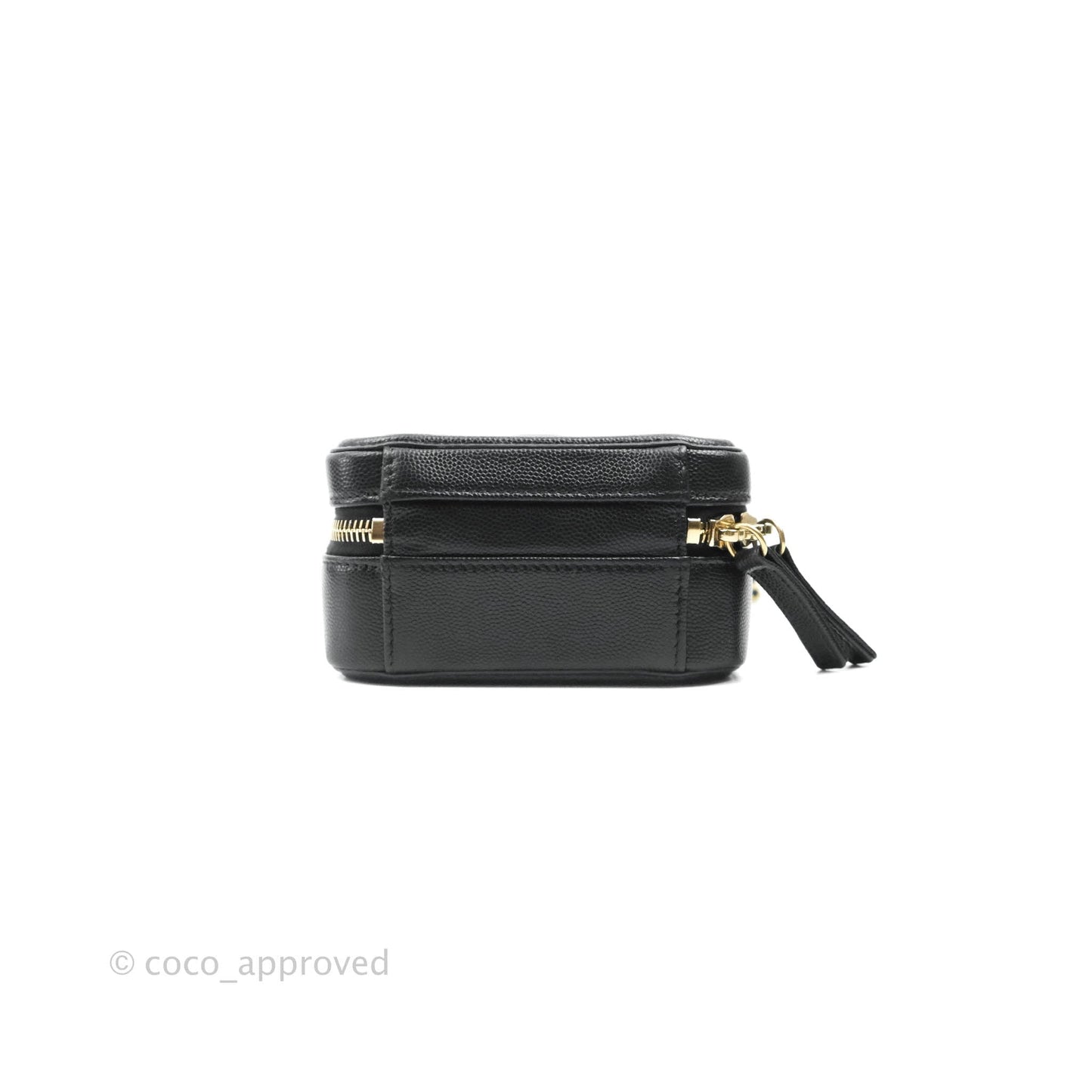 Chanel Quilted CC North South Filigree Vanity Case Black Caviar Gold Hardware