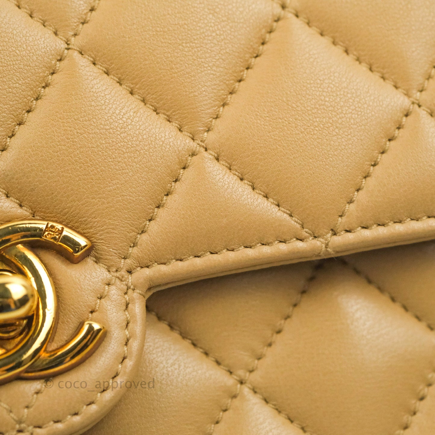 Chanel Vintage Mini Square Beige Lambskin 24K Gold Hardware