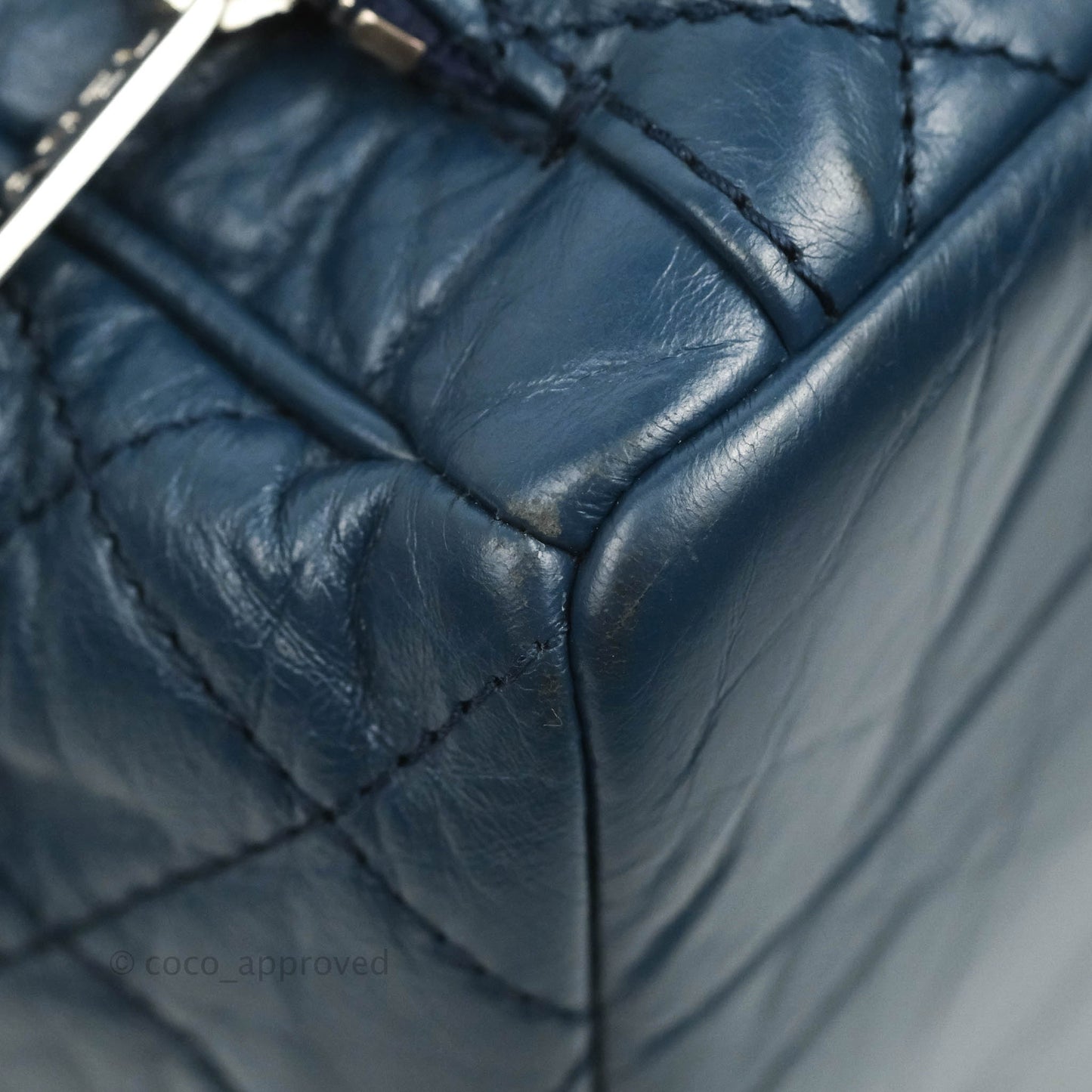 Chanel Drawstring Bucket Bag Dark Blue Aged Calfskin Silver Hardware
