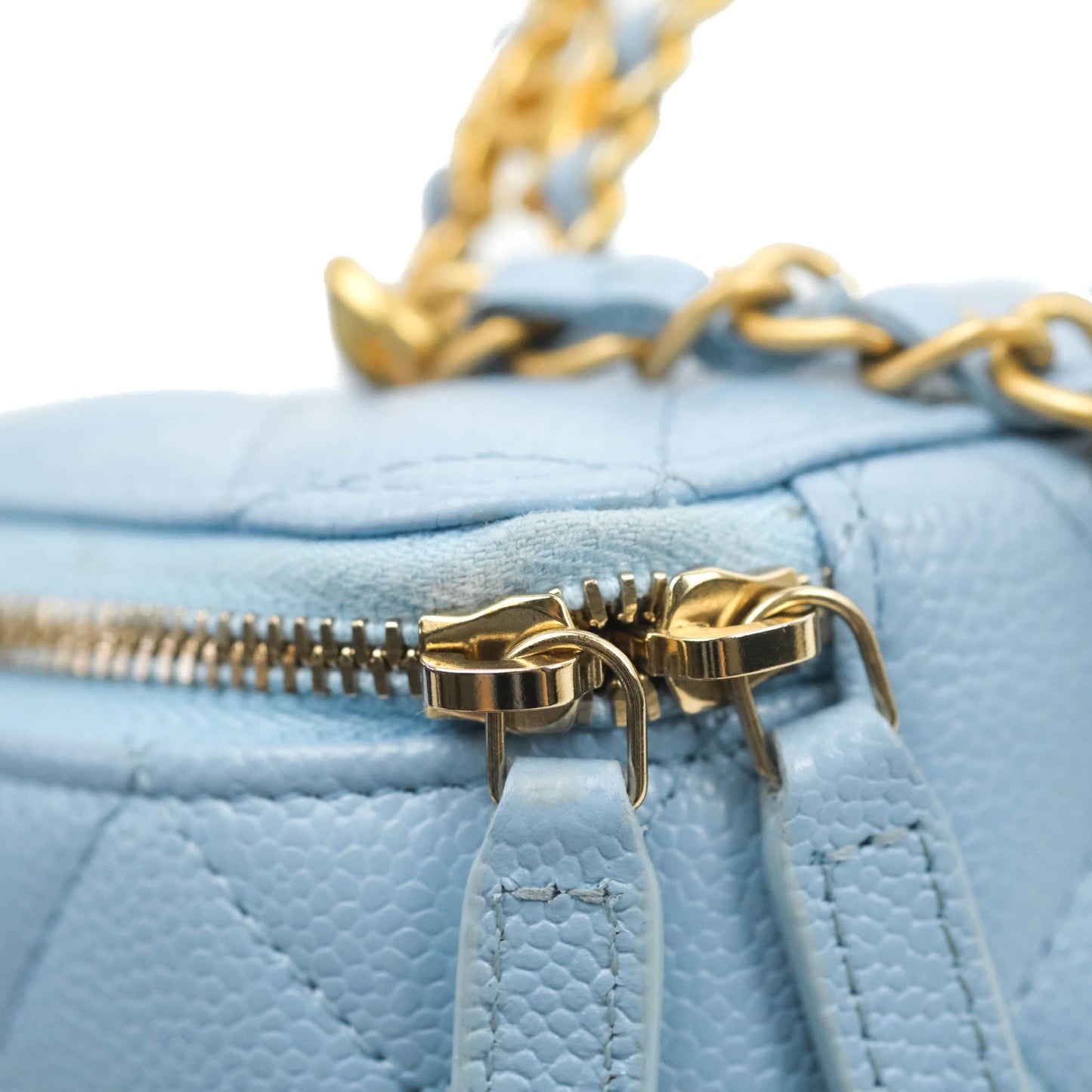 Chanel Vanity Rectangular with Top Handle Pick Me Up Blue Caviar Aged Gold Hardware 22S