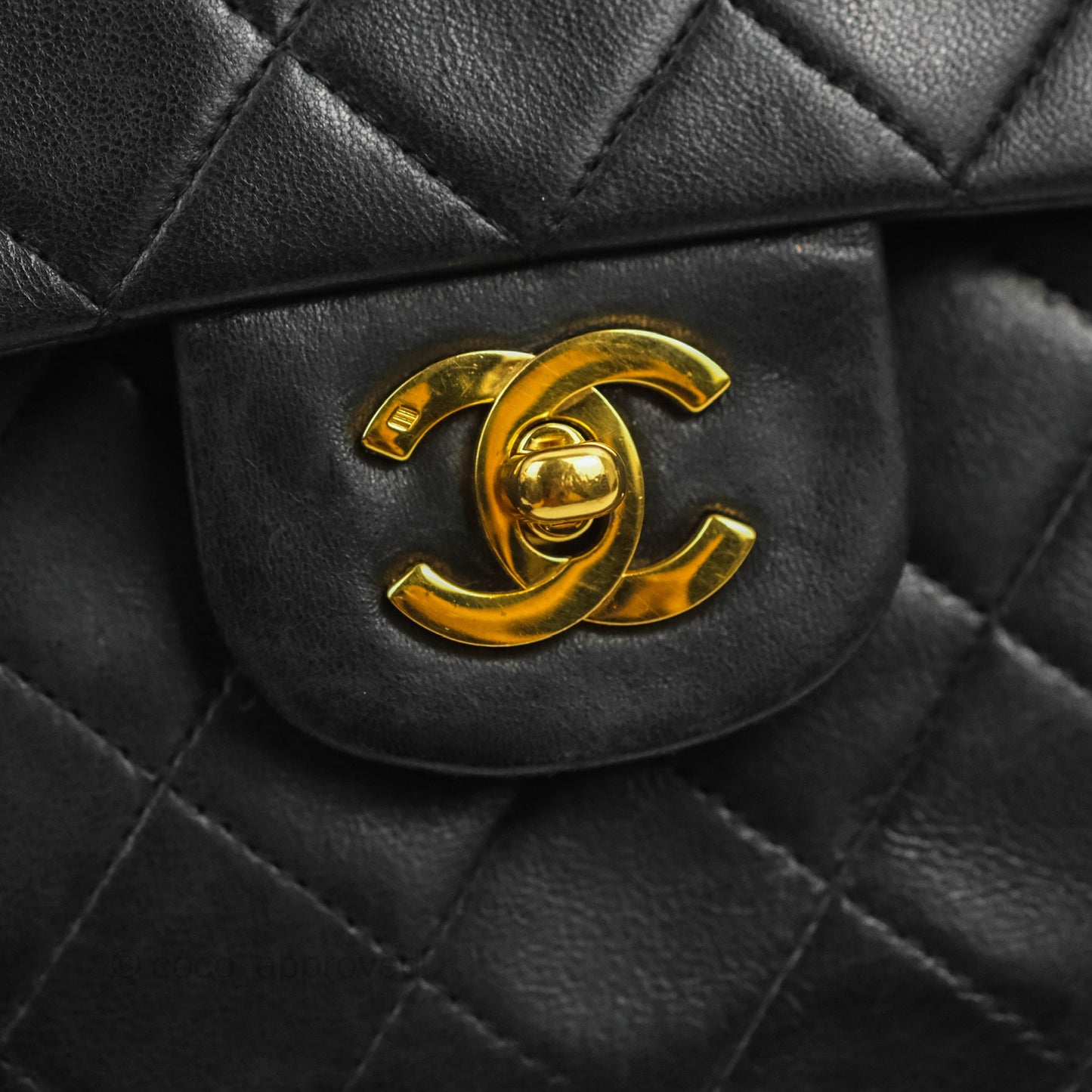 Chanel Vintage Square Flap Bag Black Lambskin 24K Gold Hardware