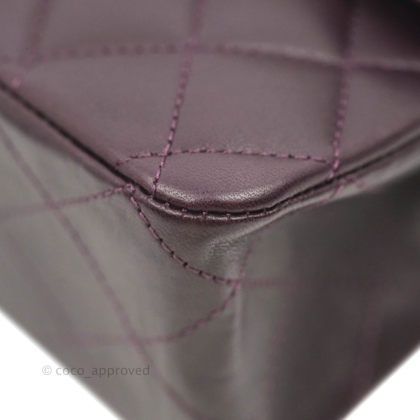 Chanel Classic M/L Medium Flap Quilted Purple Burgundy Lambskin Silver Hardware
