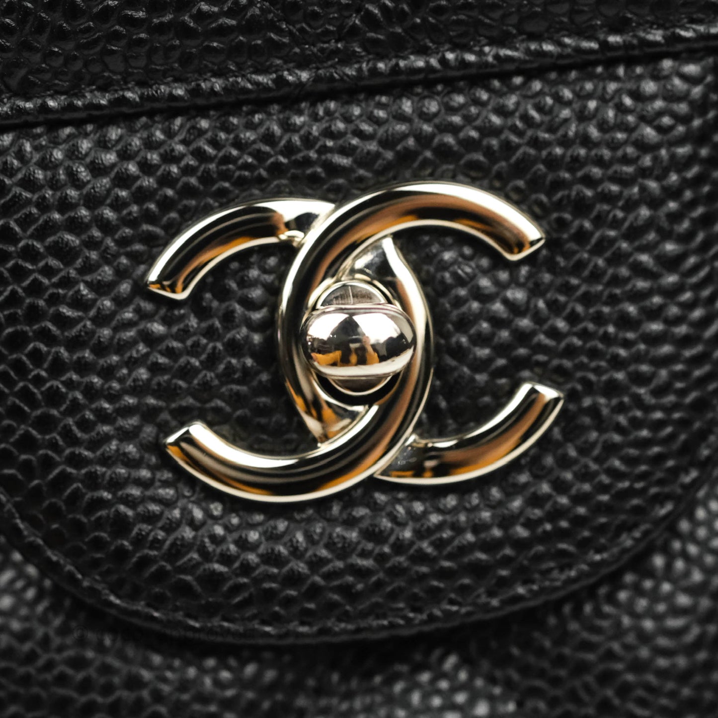 Chanel Classic Quilted Jumbo Double Flap Black Caviar Silver Hardware⁣⁣